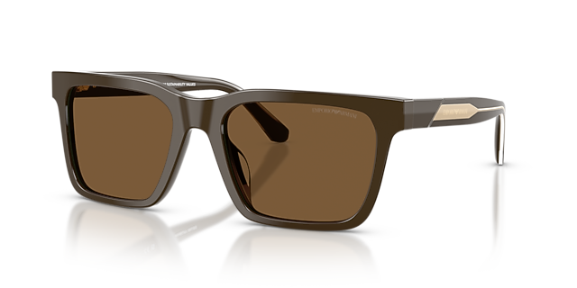 EA4262U Shiny Brown AcetatSunglass Frames von B24, Dreiviertelansicht