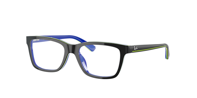 RB1536 Donkergrijs op blauw AcetaatEyeglass Frames van B24, Hoekweergave