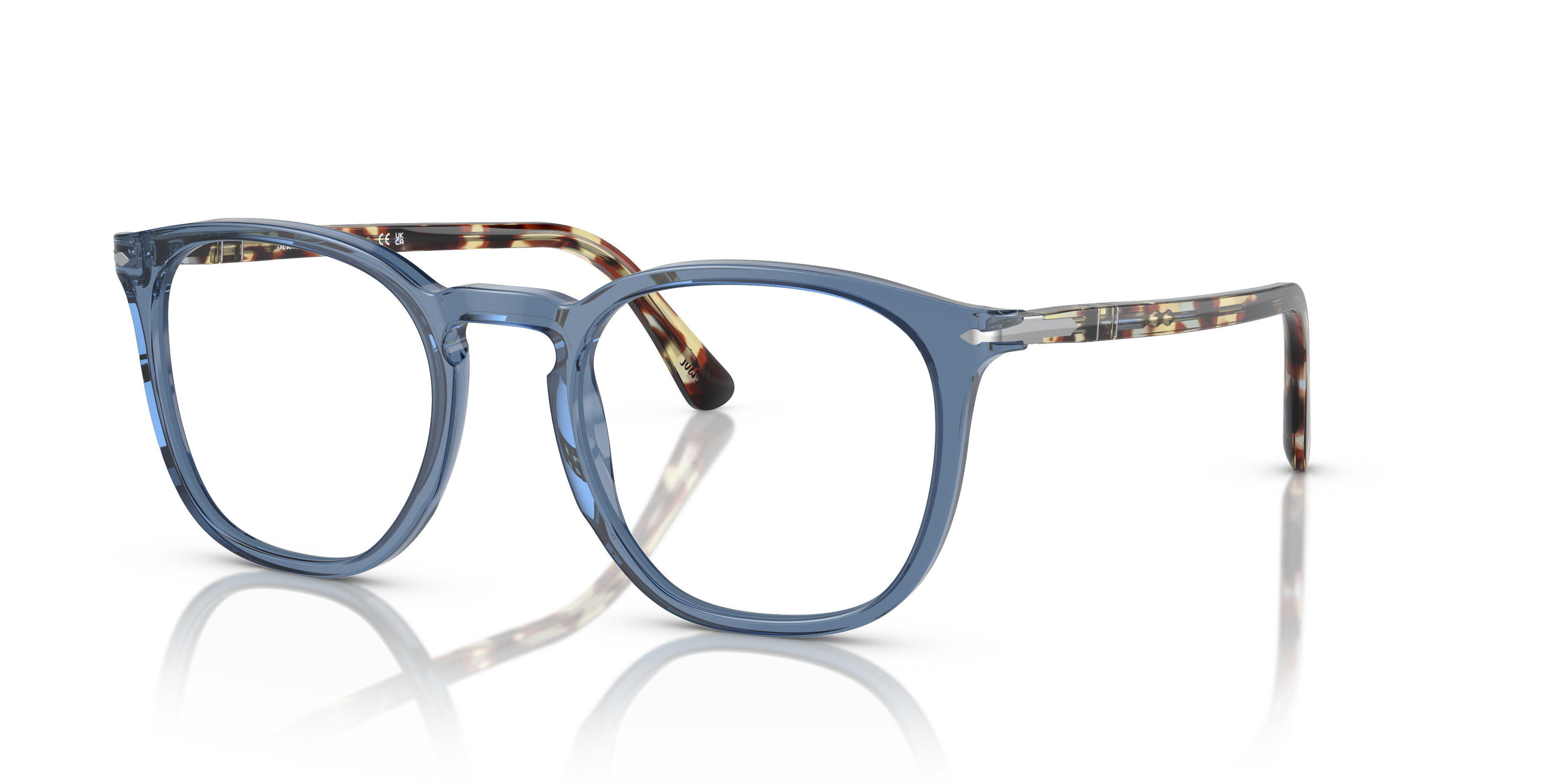 PO3318V Transparant Navy AcetaatEyeglass Frames van B24, Hoekweergave