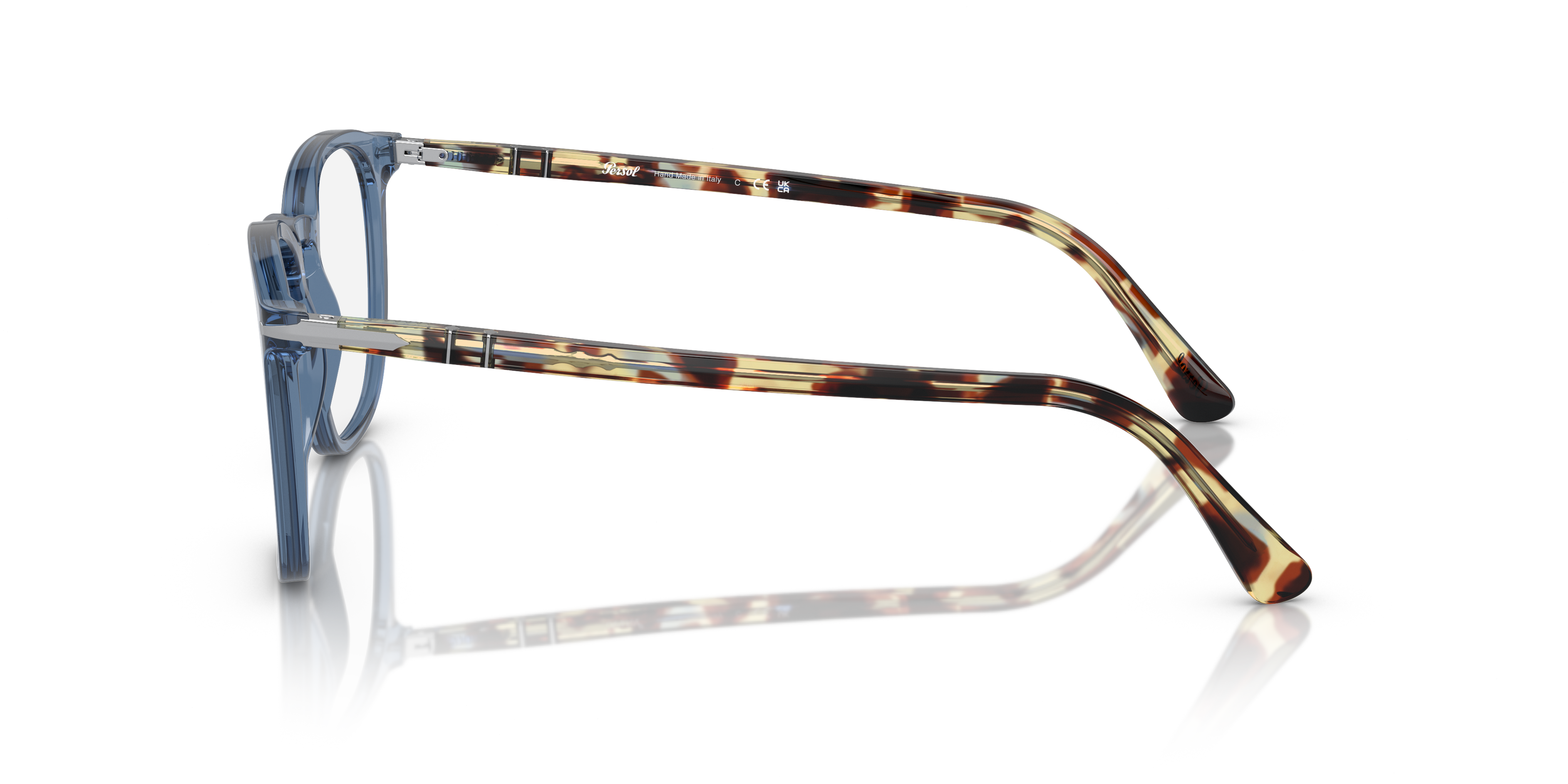 PO3318V Transparant Navy AcetaatEyeglass Frames van B24, Zijaanzicht