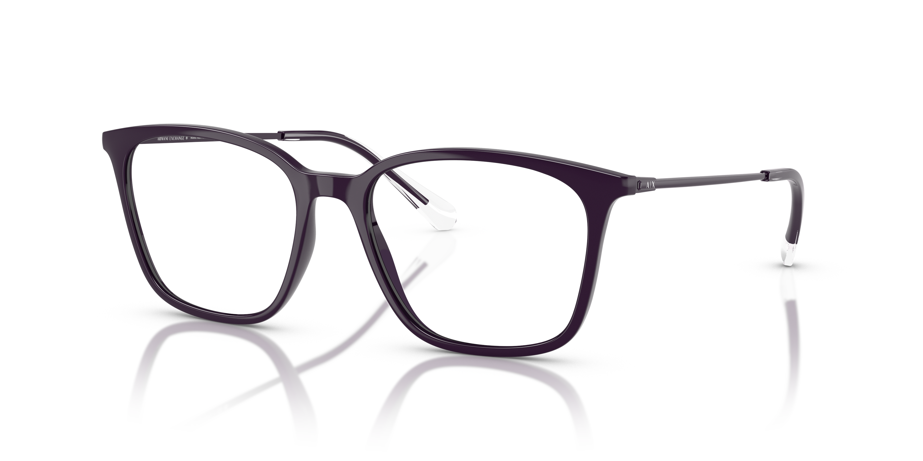 AX3120 Shiny Dark Purple KunststofEyeglass Frames van B24, Hoekweergave