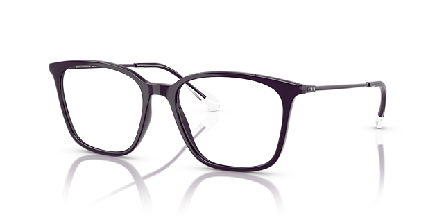 AX3120 Shiny Dark Purple KunststofEyeglass Frames van B24, Hoekweergave