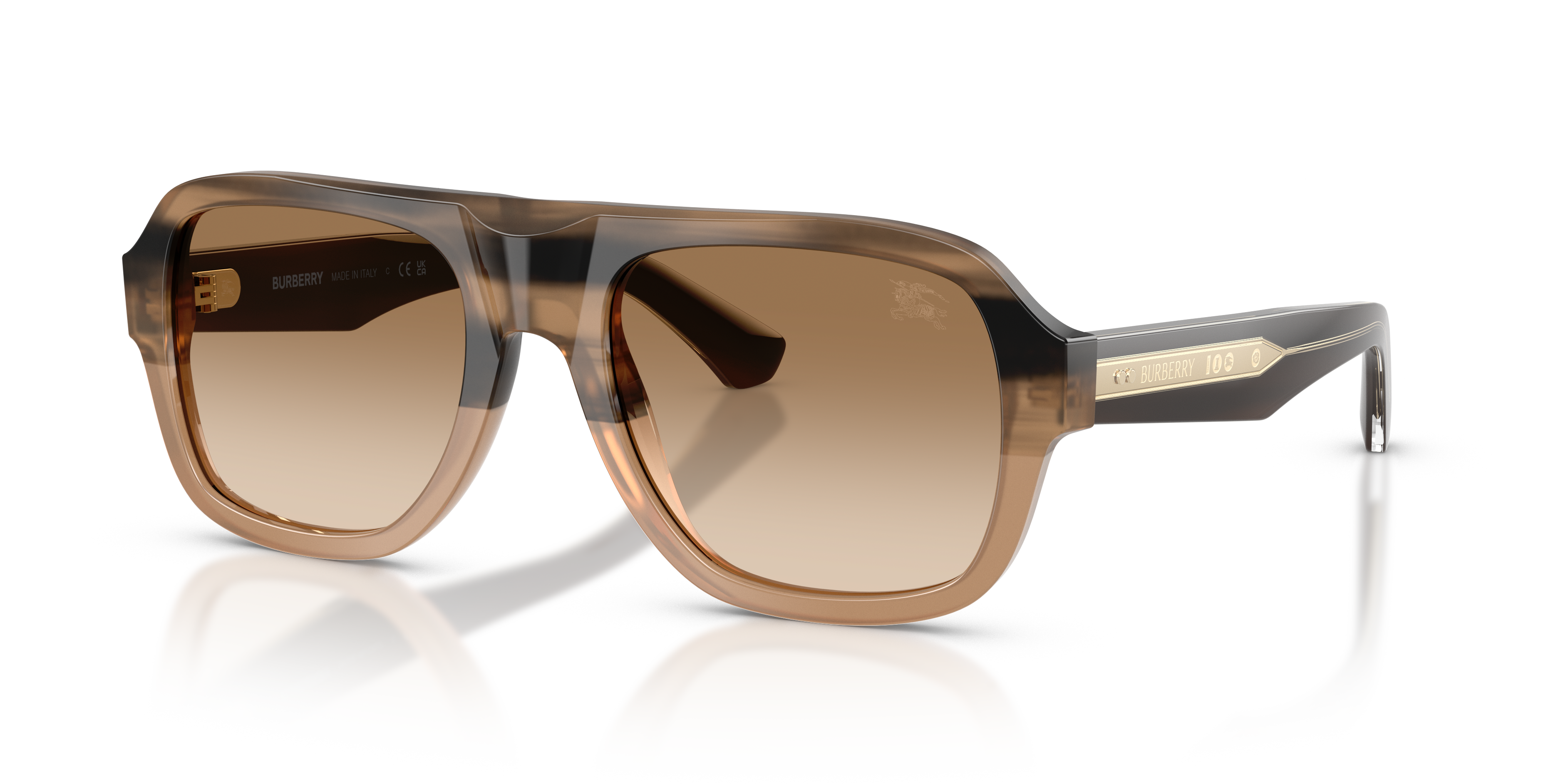 BE4478 Striped Beige AcetaatSunglass Frames van B24, Hoekweergave