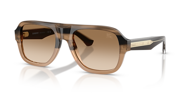 BE4478 Striped Beige AcetatSunglass Frames von B24, Dreiviertelansicht