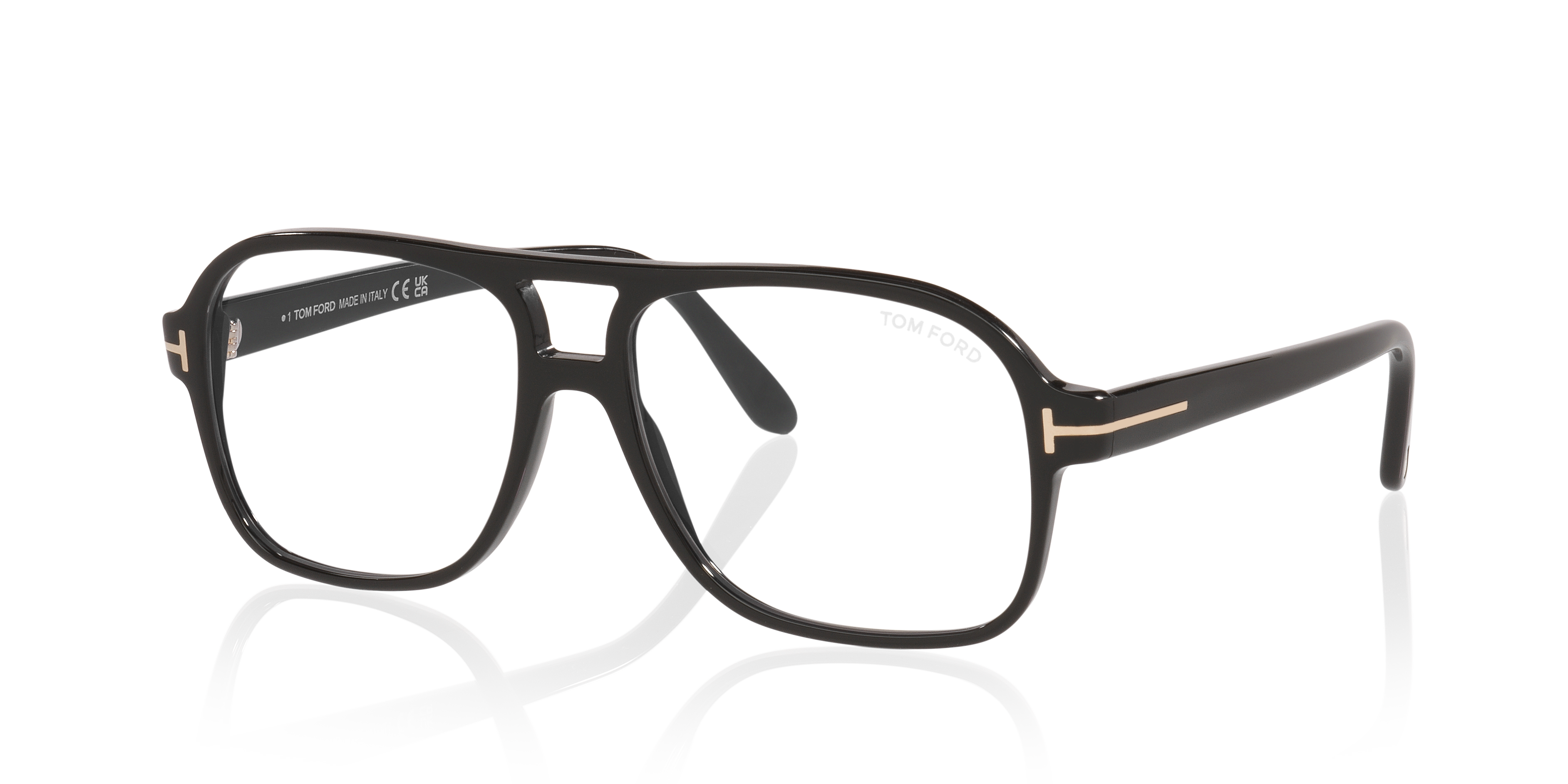FT6058-B Glänzendes Schwarz AcetatEyeglass Frames von B24, Dreiviertelansicht