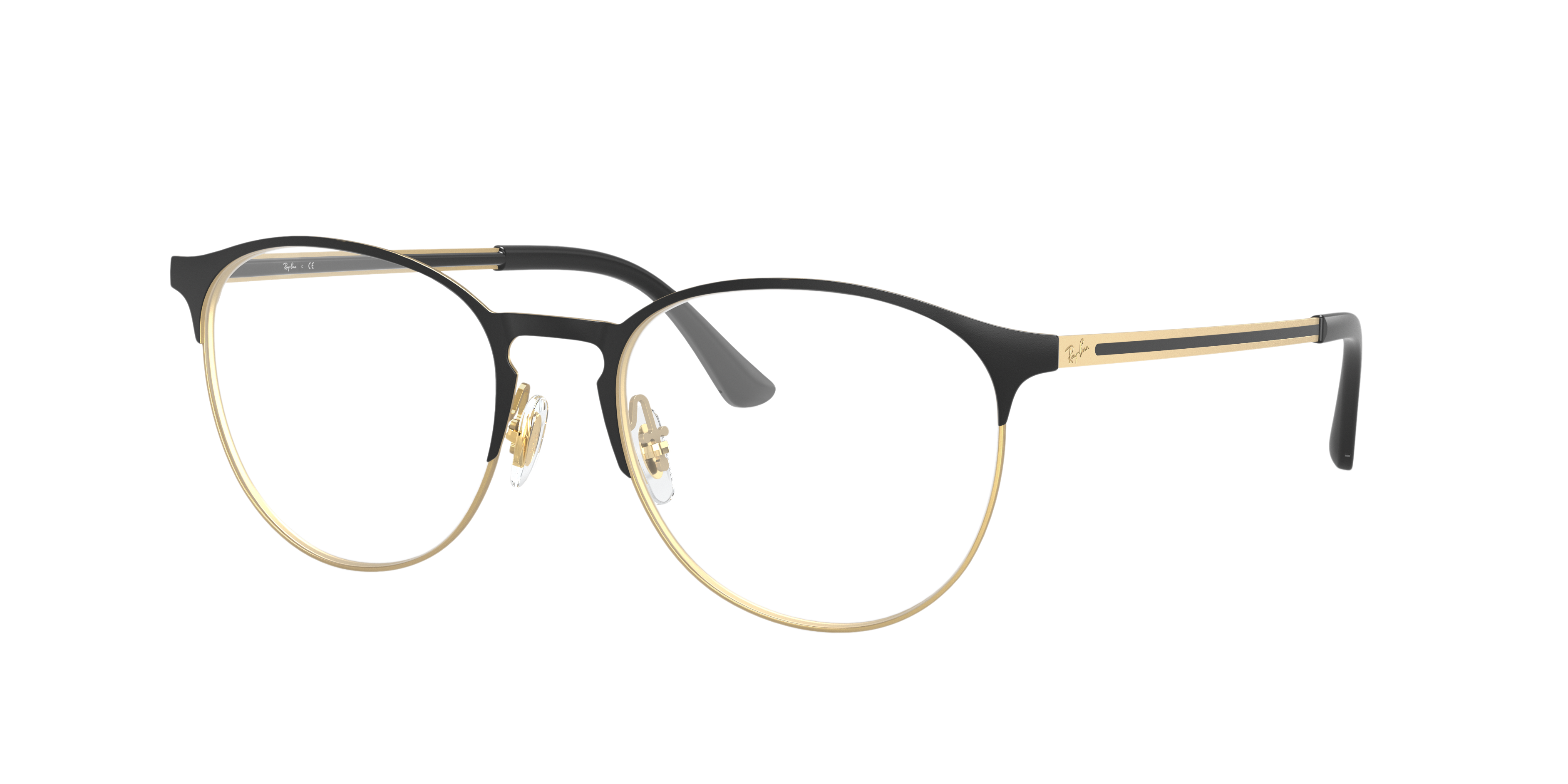 RB6375 Schwarz auf Gold MetallEyeglass Frames von B24, Dreiviertelansicht