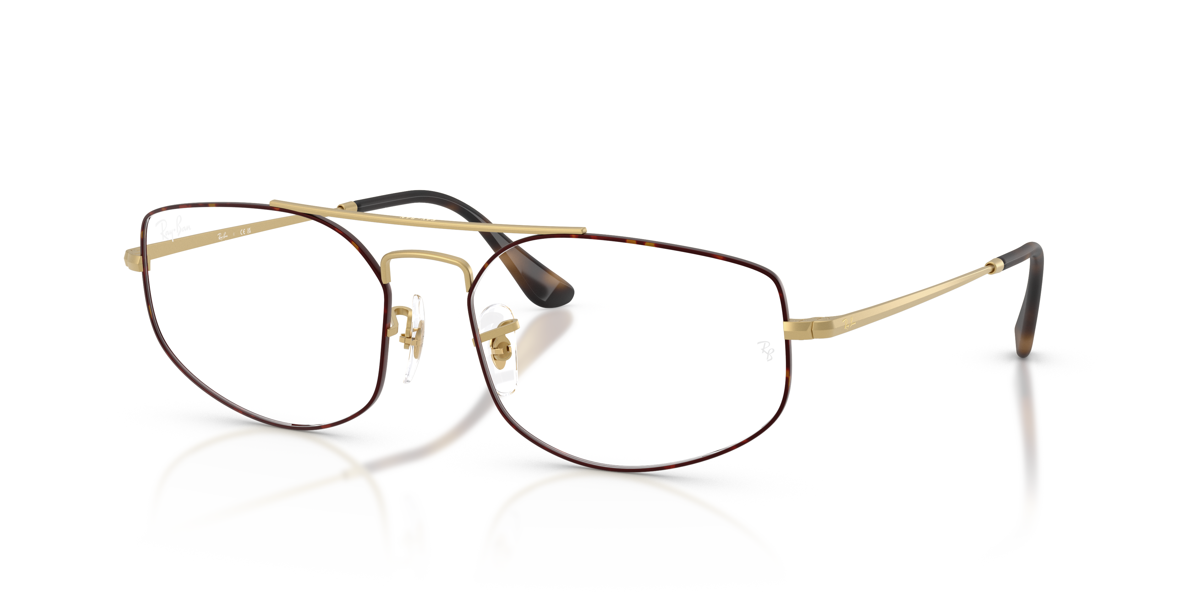 RB6545 Matte Havana On Matte Arista Gold MetallEyeglass Frames von B24, Dreiviertelansicht