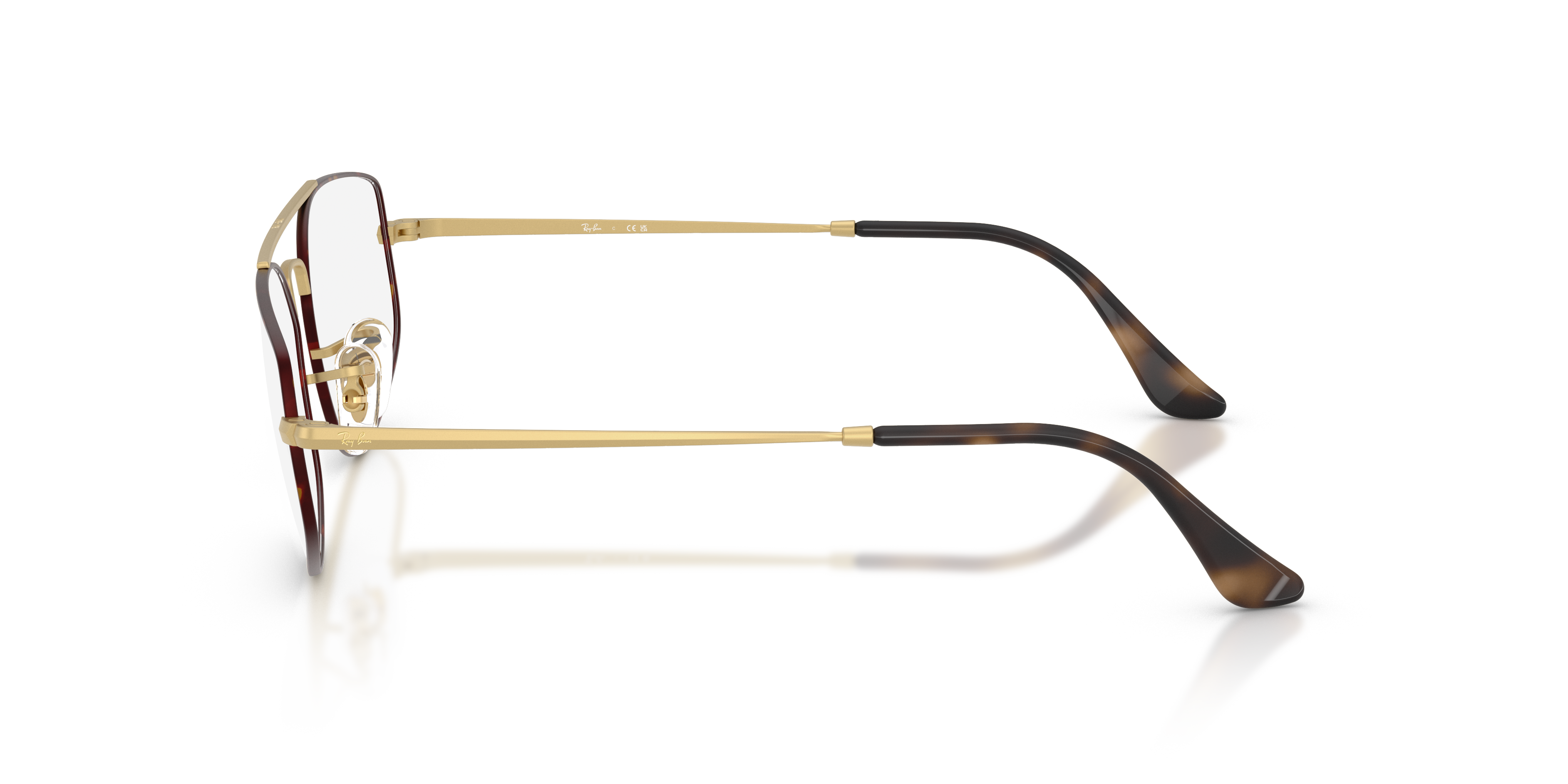 RB6545 Matte Havana On Matte Arista Gold MetallEyeglass Frames von B24, Seitenansicht