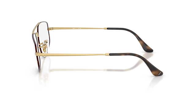 Explorer V Optics Matte Havana On Matte Arista Gold MetaalEyeglass Frames van B24, Zijaanzicht