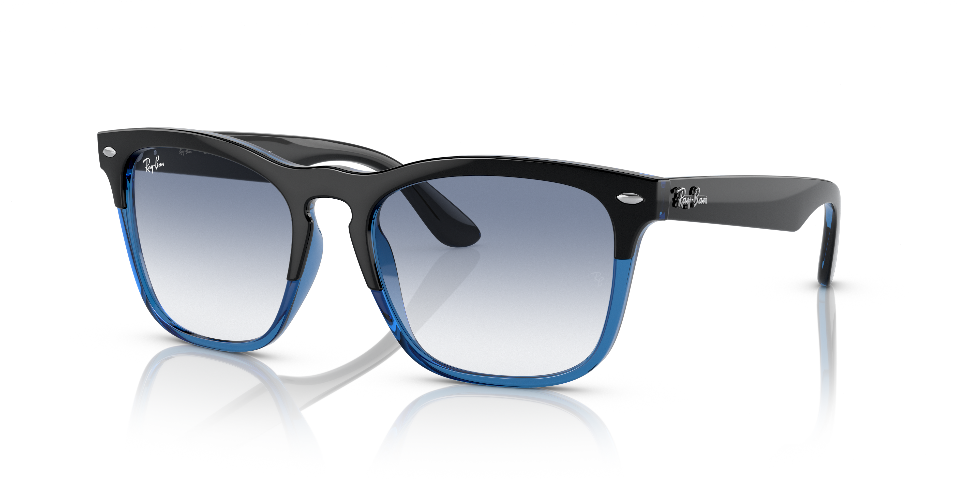 RB4487 Zwart op blauw KunststofSunglass Frames van B24, Hoekweergave