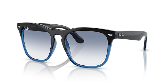 RB4487 Zwart op blauw KunststofSunglass Frames van B24, Hoekweergave