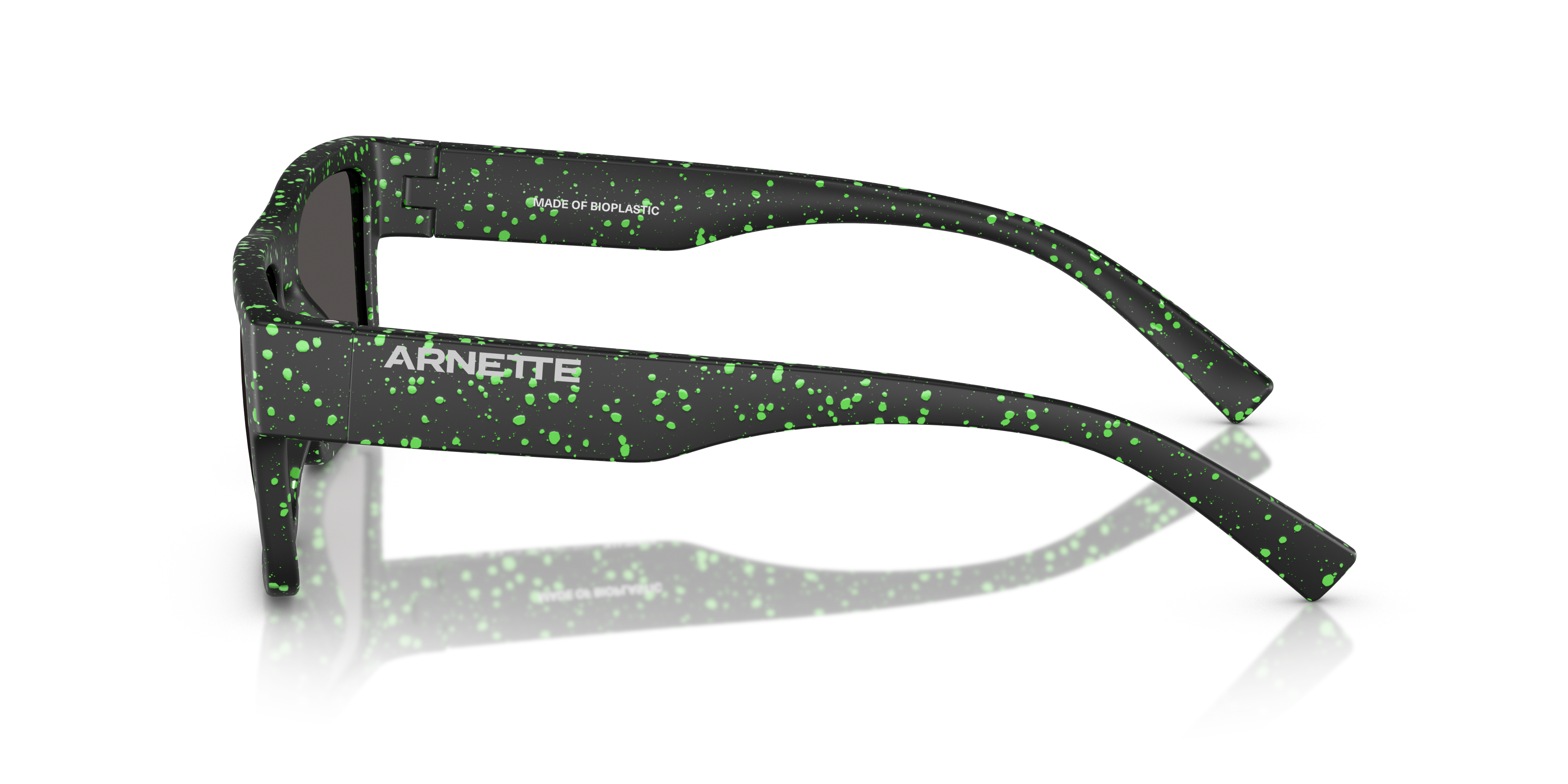 AN4344 Matte Black & Gekko Green Splatter KunststofSunglass Frames van B24, Zijaanzicht
