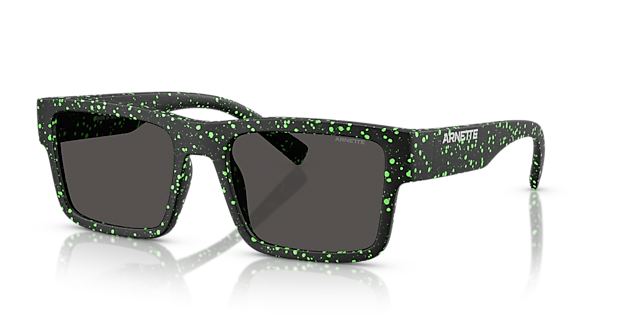 AN4344 Matte Black & Gekko Green Splatter KunststoffSunglass Frames von B24, Dreiviertelansicht