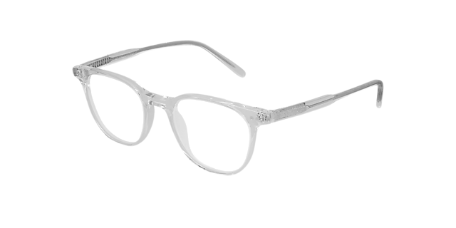 Burton White Crystal AcetaatEyeglass Frames van B24, Hoekweergave