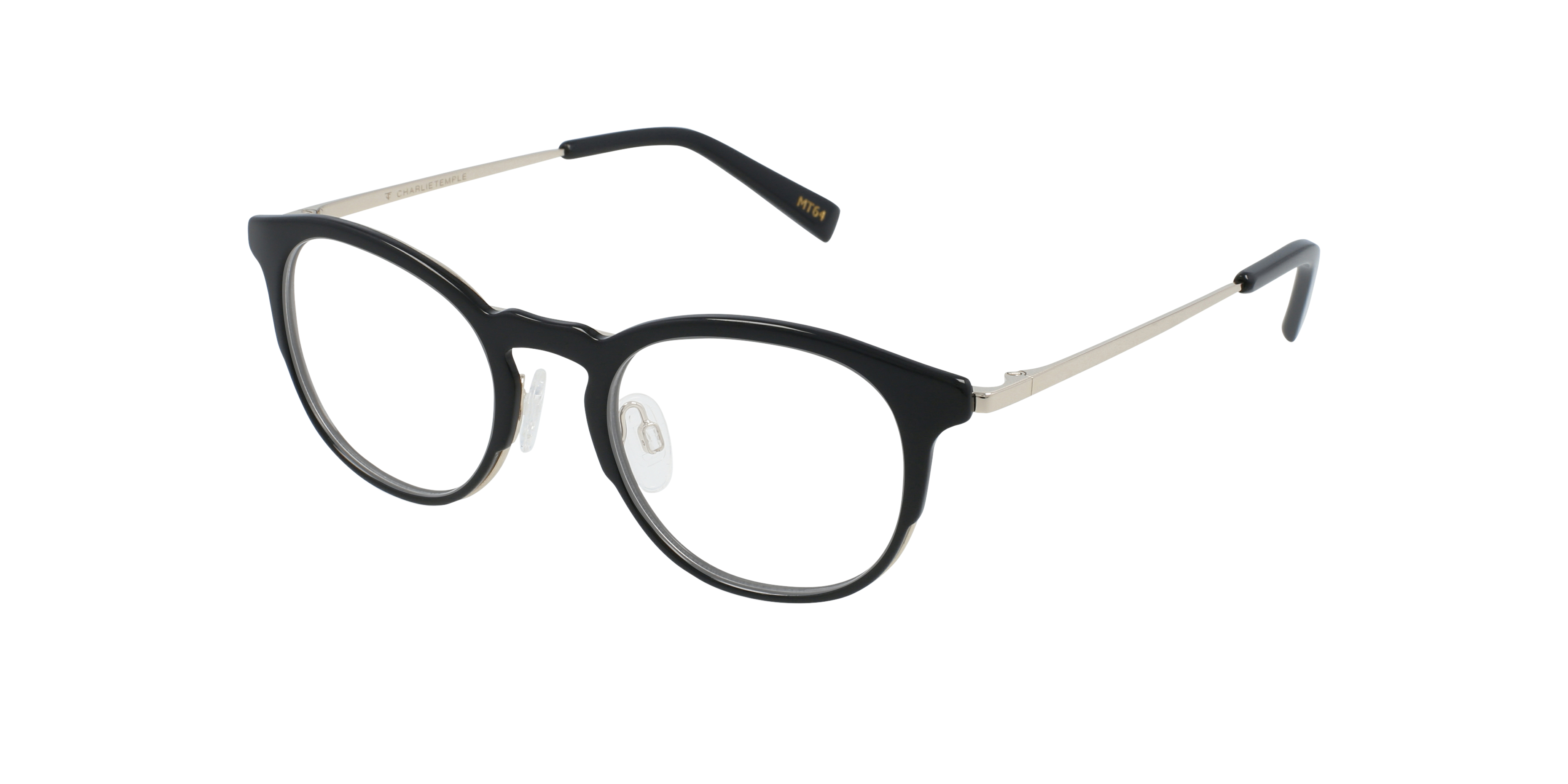 Noble Jet Black MetallEyeglass Frames von B24, Dreiviertelansicht