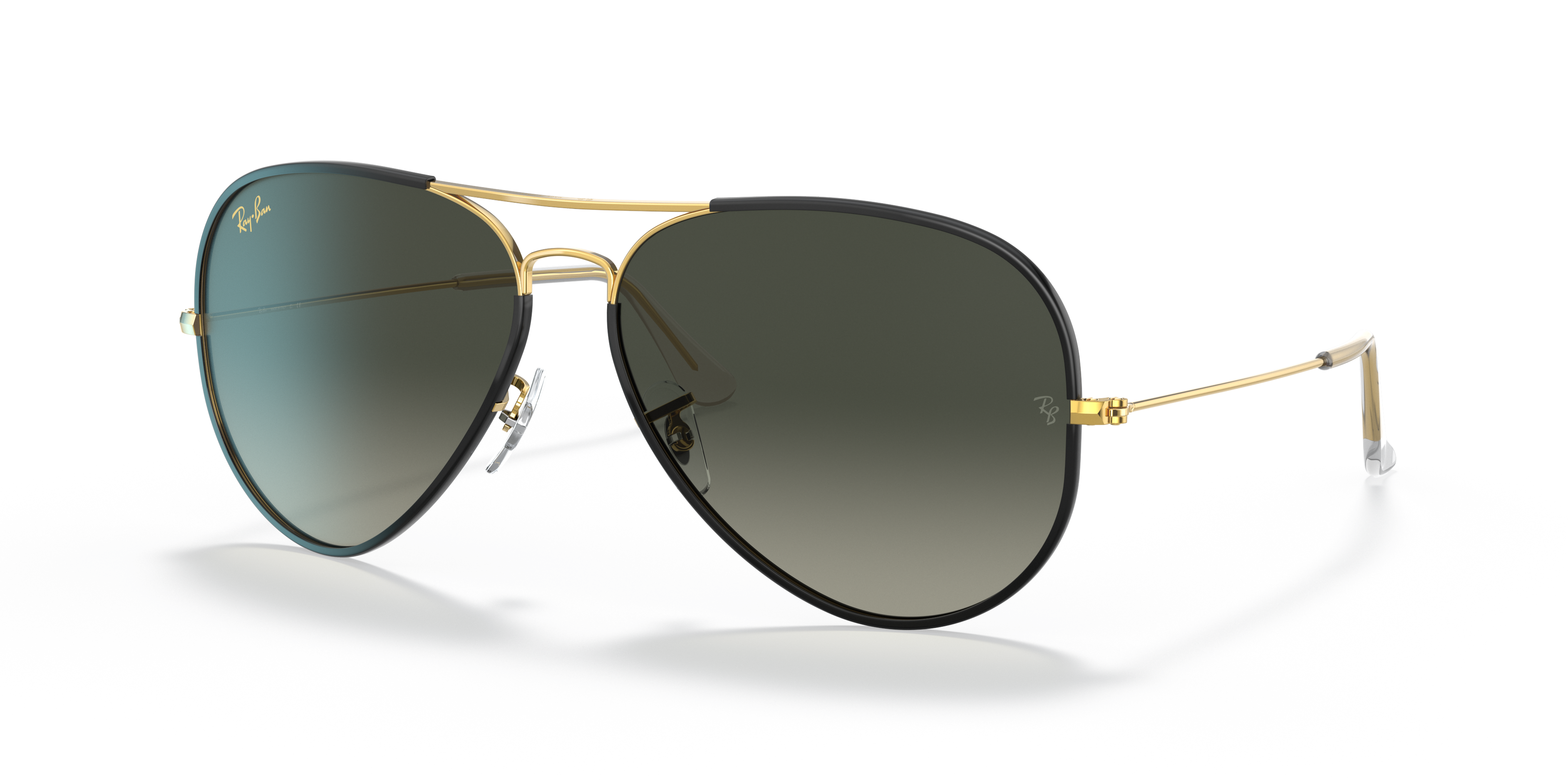 RB3025JM Zwart op goud MetaalSunglass Frames van B24, Hoekweergave
