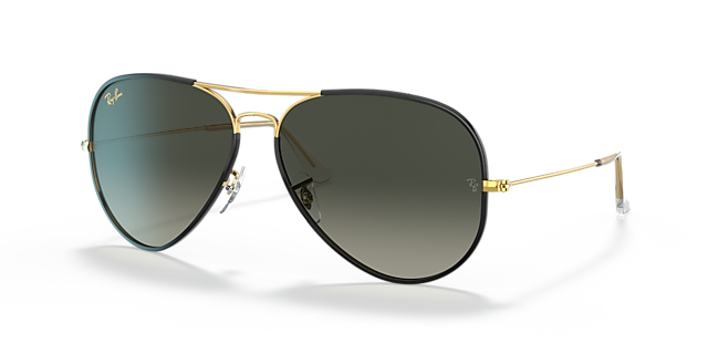RB3025JM Schwarz auf Gold MetallSunglass Frames von B24, Dreiviertelansicht