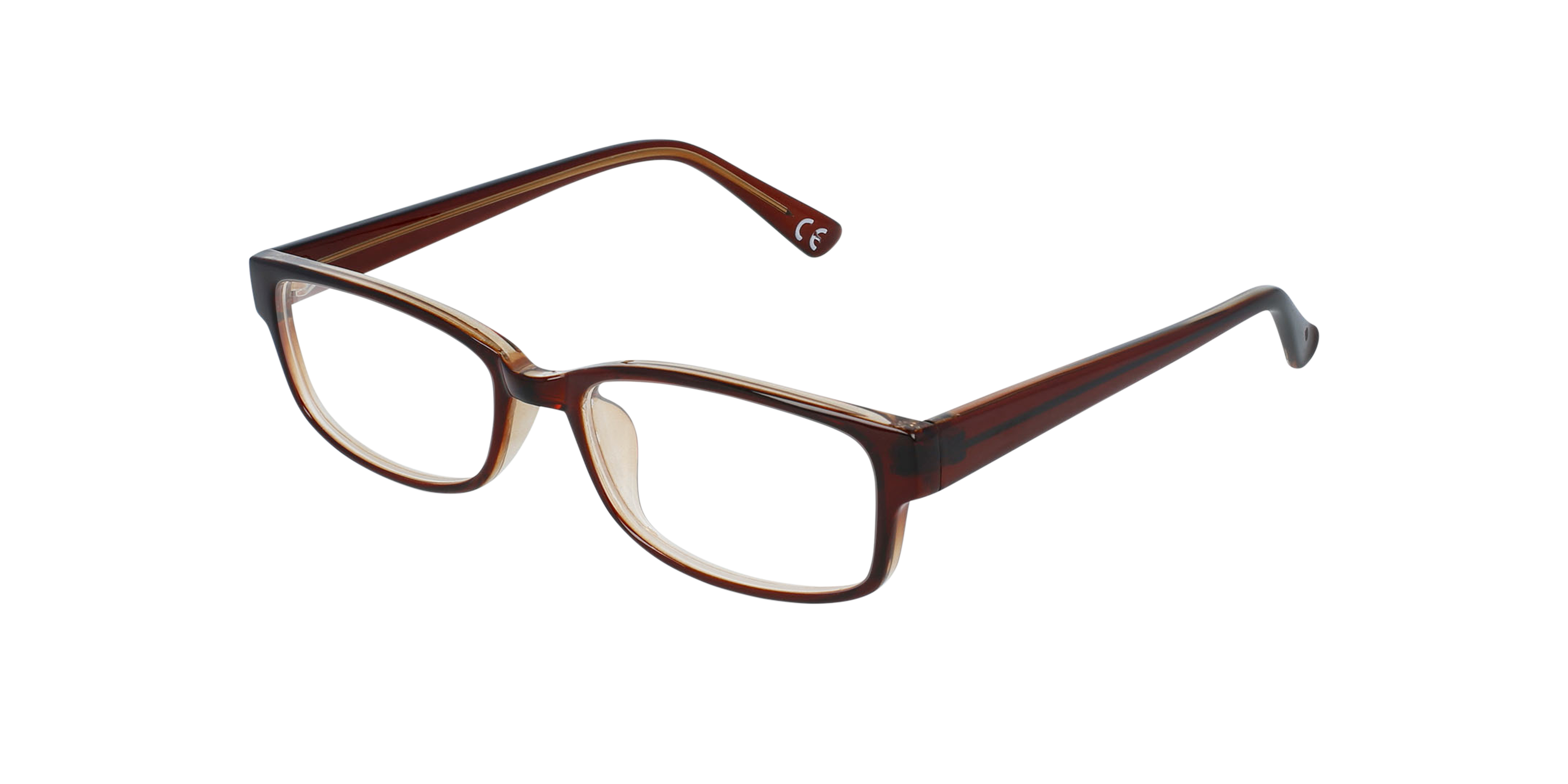 Drifter Shiny Crystal Brown KunststoffEyeglass Frames von B24, Dreiviertelansicht