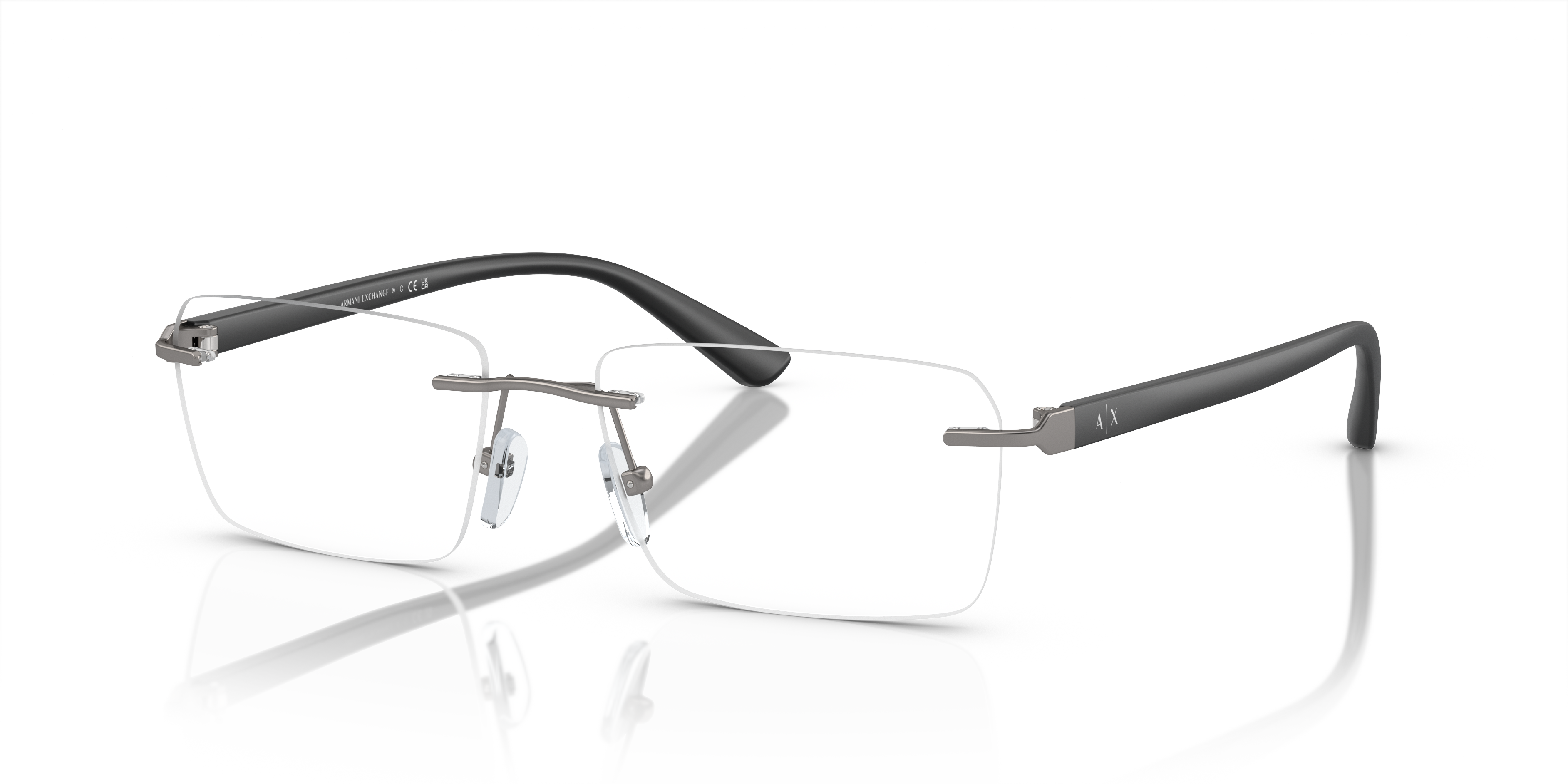 AX1064 Matt Gunmetal MetallEyeglass Frames von B24, Dreiviertelansicht