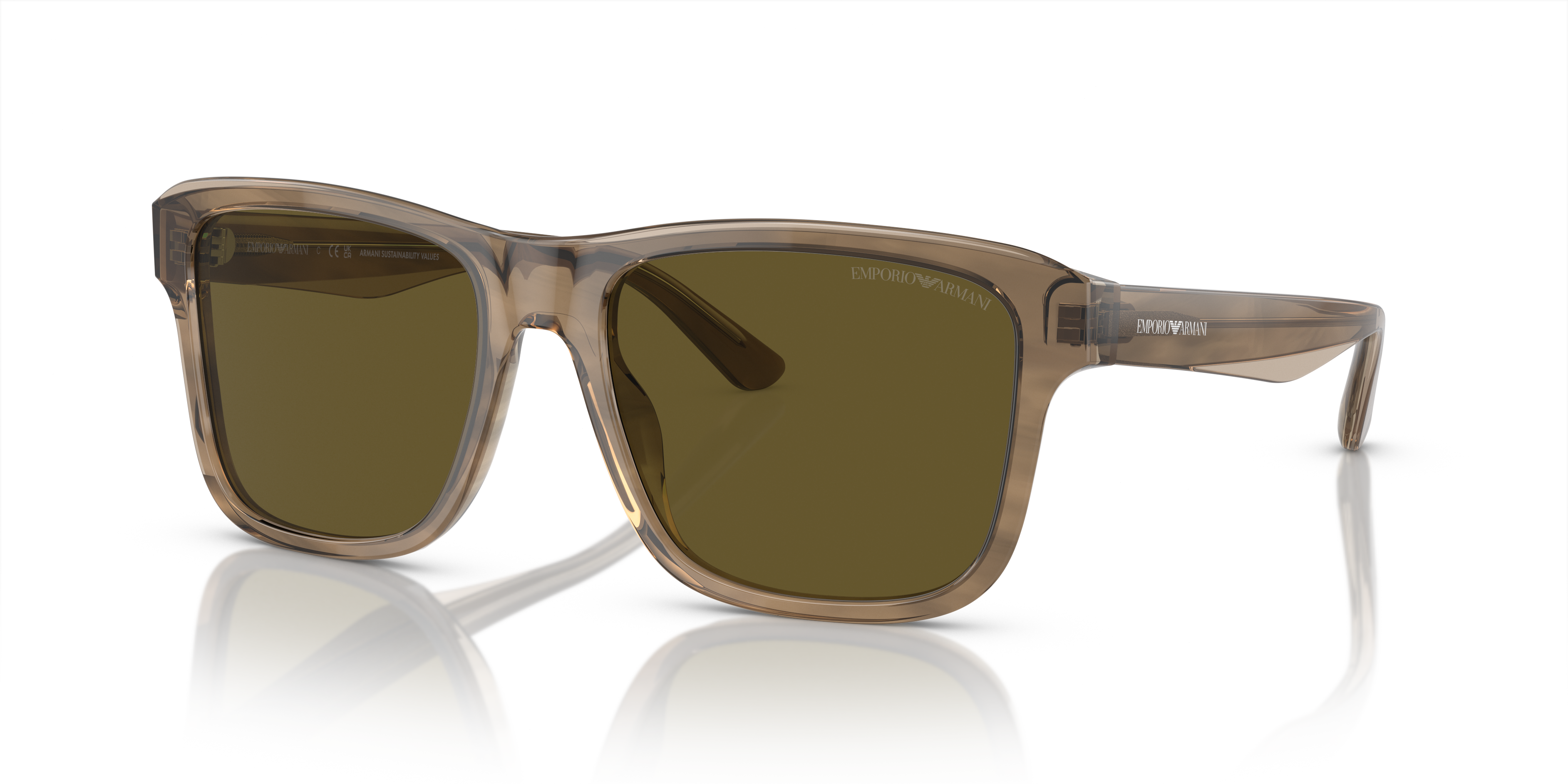 EA4208 Glanzend groen & bovenkant bruin AcetaatSunglass Frames van B24, Hoekweergave