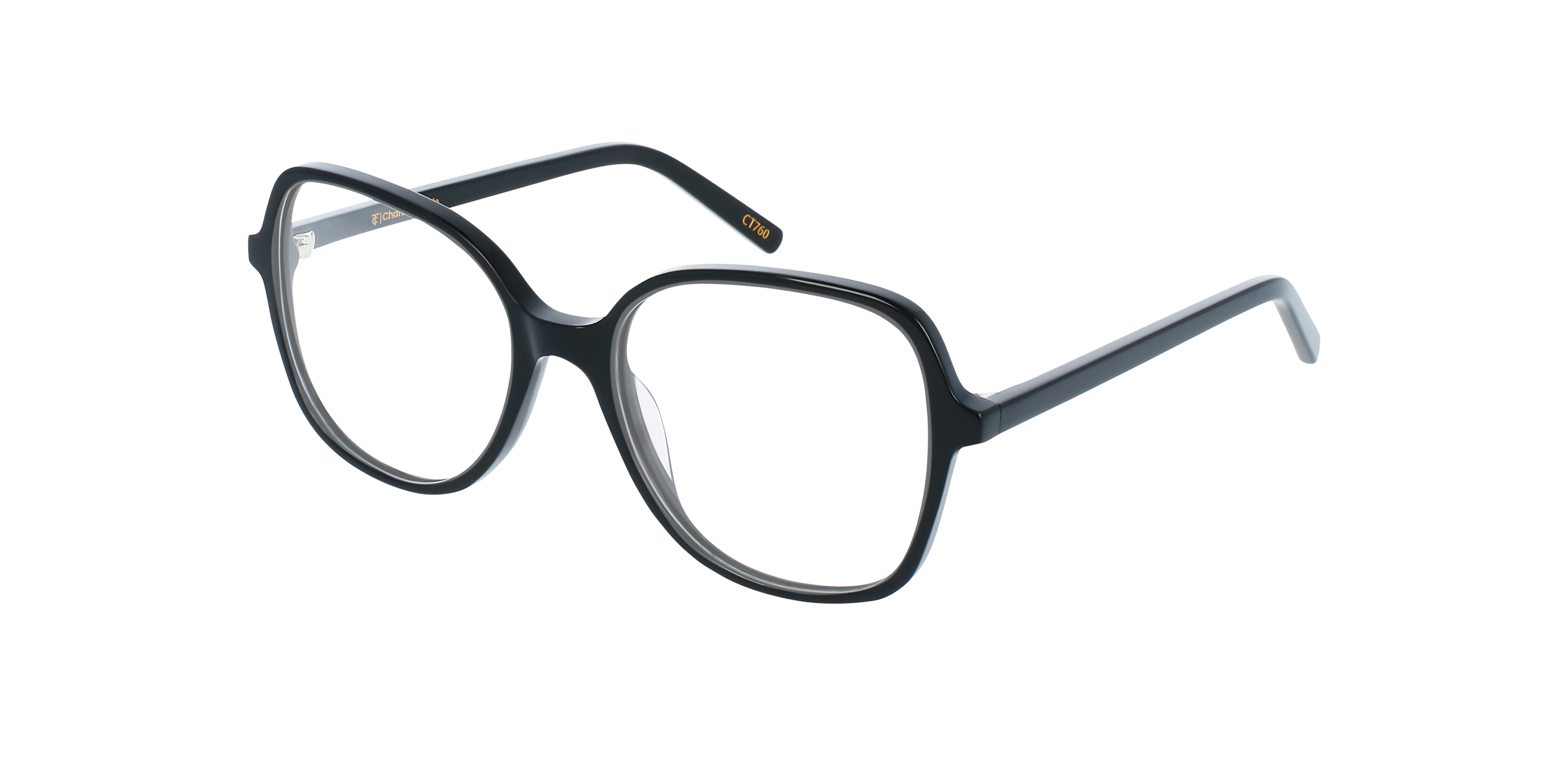 Darya Jet Black AcetaatEyeglass Frames van B24, Hoekweergave