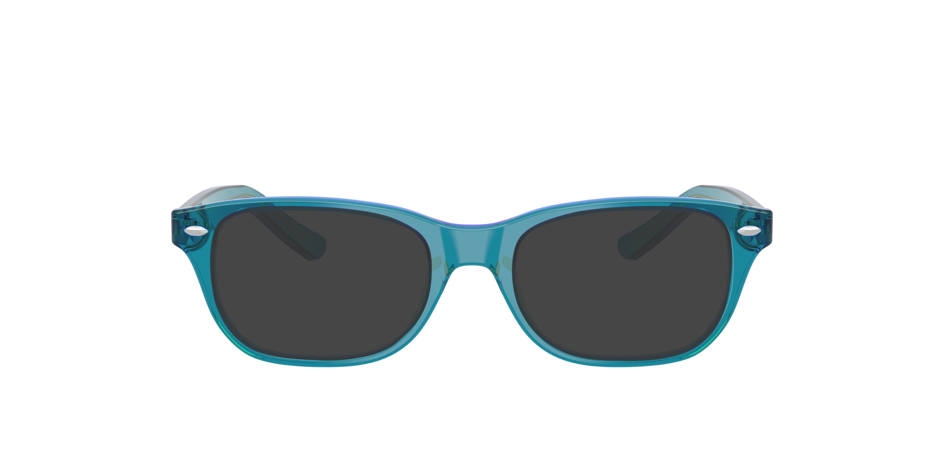 RB1555 Transparent Blue & Green AcetatEyeglass Frames von B24, mit getönten Gläsern