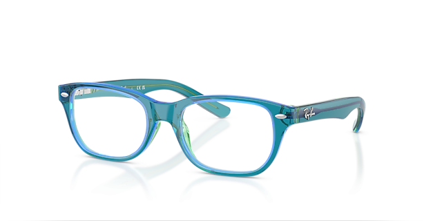 RB1555 Transparent Blue & Green AcetatEyeglass Frames von B24, Dreiviertelansicht