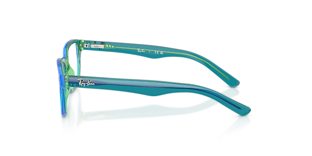 RB1555 Transparent Blue & Green AcetatEyeglass Frames von B24, Seitenansicht