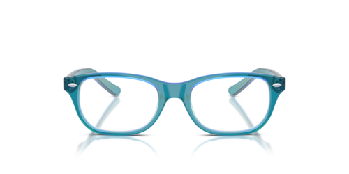 Ray-Ban - RB1555, Transparent Blue & Green/Black On Transparent/Blue, Größe: X-Small