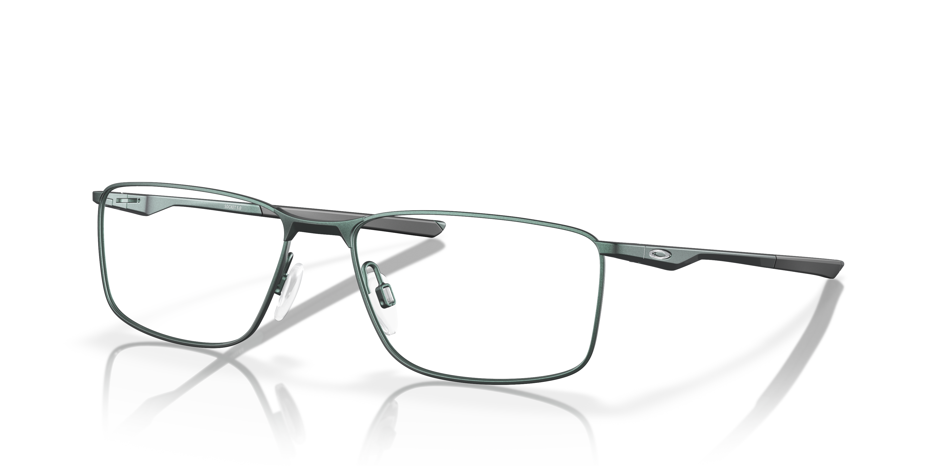 Socket 5.0 Dark Matte Silver & Blue Colorshift MetaalEyeglass Frames van B24, Hoekweergave