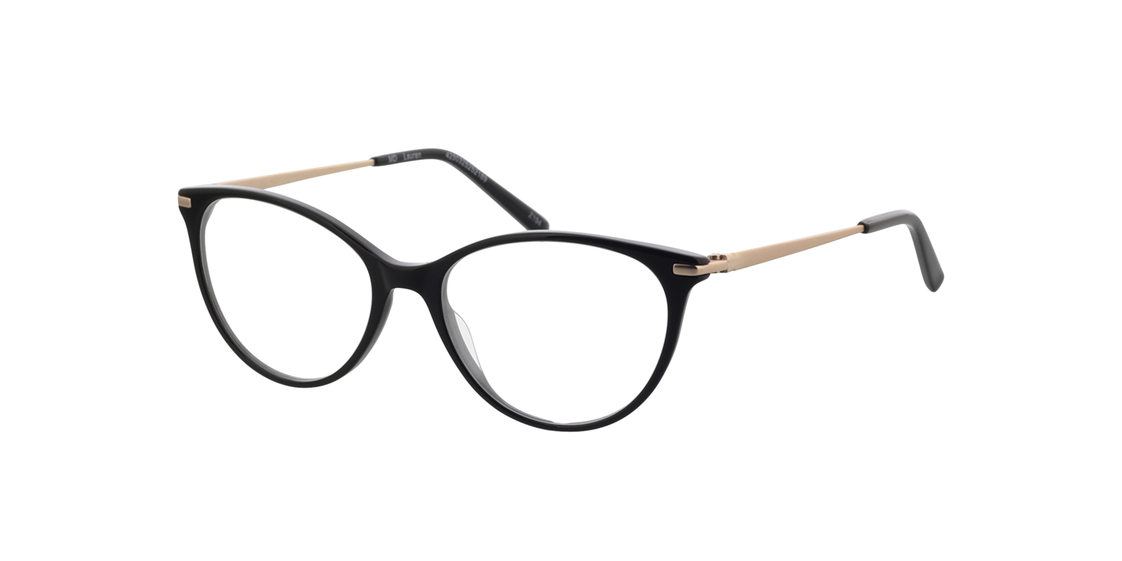 Lauren Black  &  Satin Gold AcetatEyeglass Frames von B24, Dreiviertelansicht