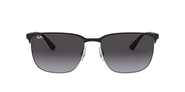 RB3569 Schwarz auf Silber MetallSunglass Frames von B24, Vorderansicht