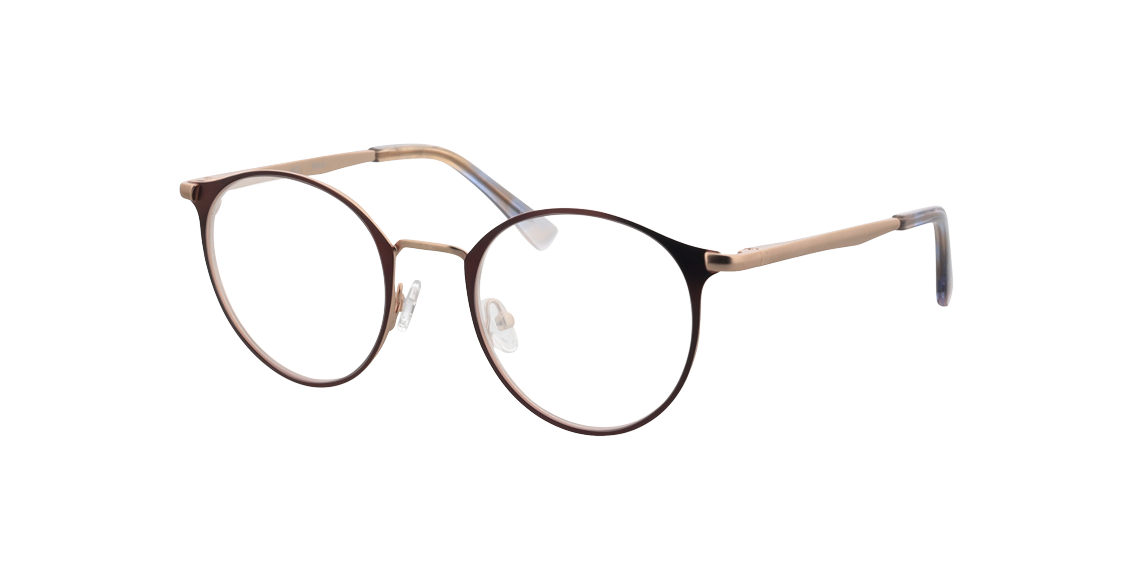 Nitra Bruin  &  mat roze goud MetaalEyeglass Frames van B24, Hoekweergave