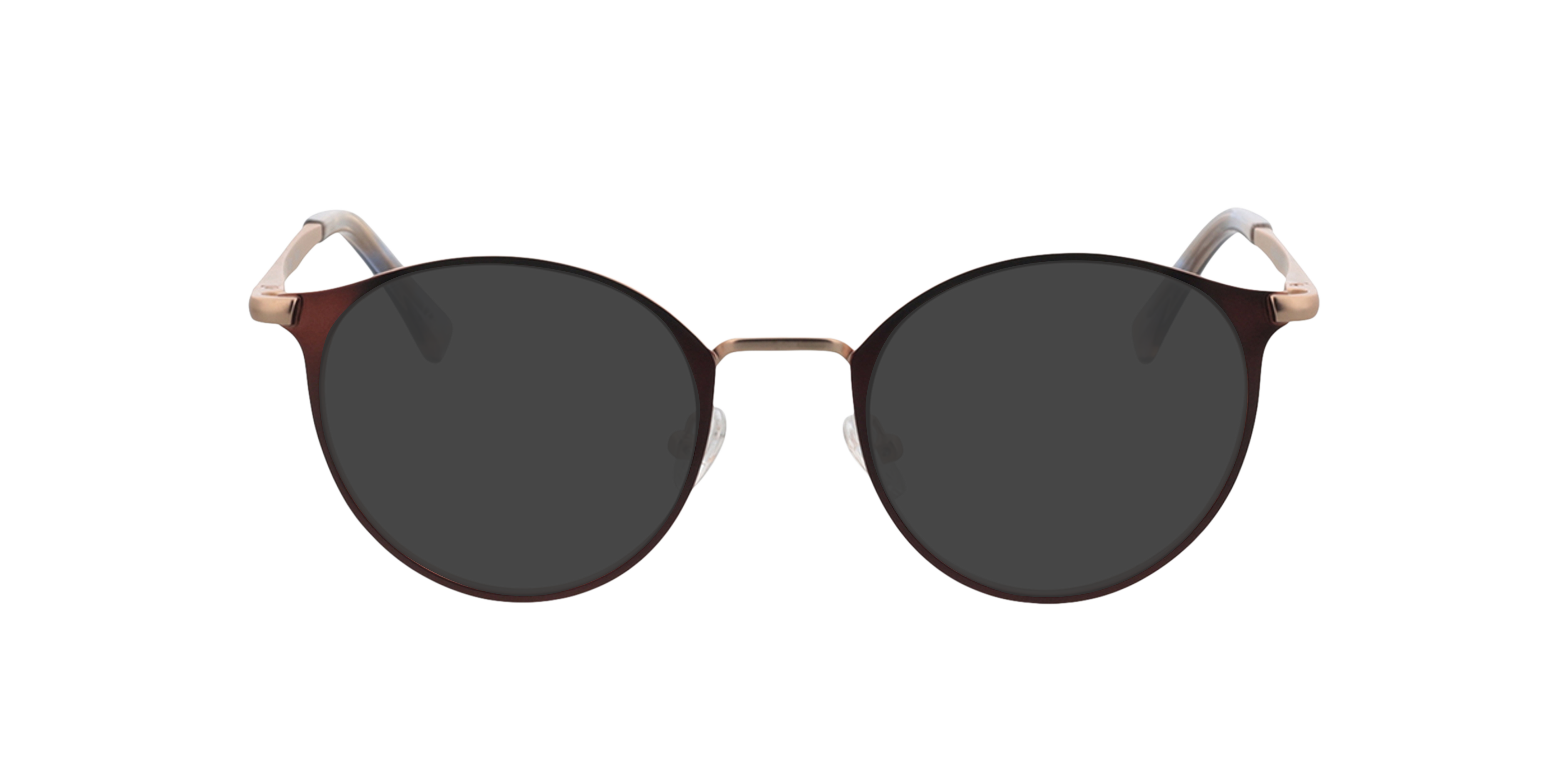 Nitra Bruin  &  mat roze goud MetaalEyeglass Frames van B24, met getinte lenzen