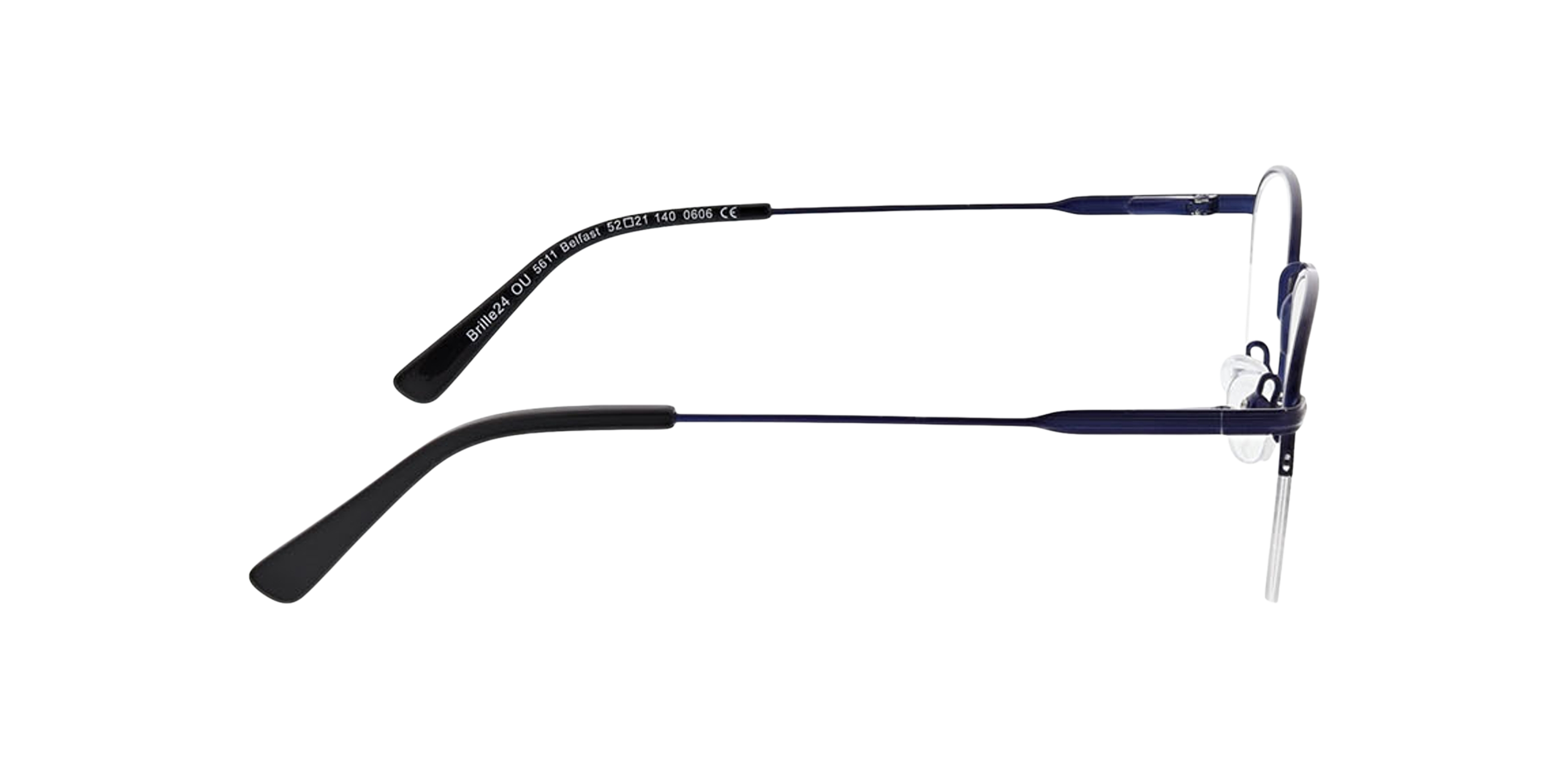 Belfast Matt Dark Blue MetaalEyeglass Frames van B24, Zijaanzicht