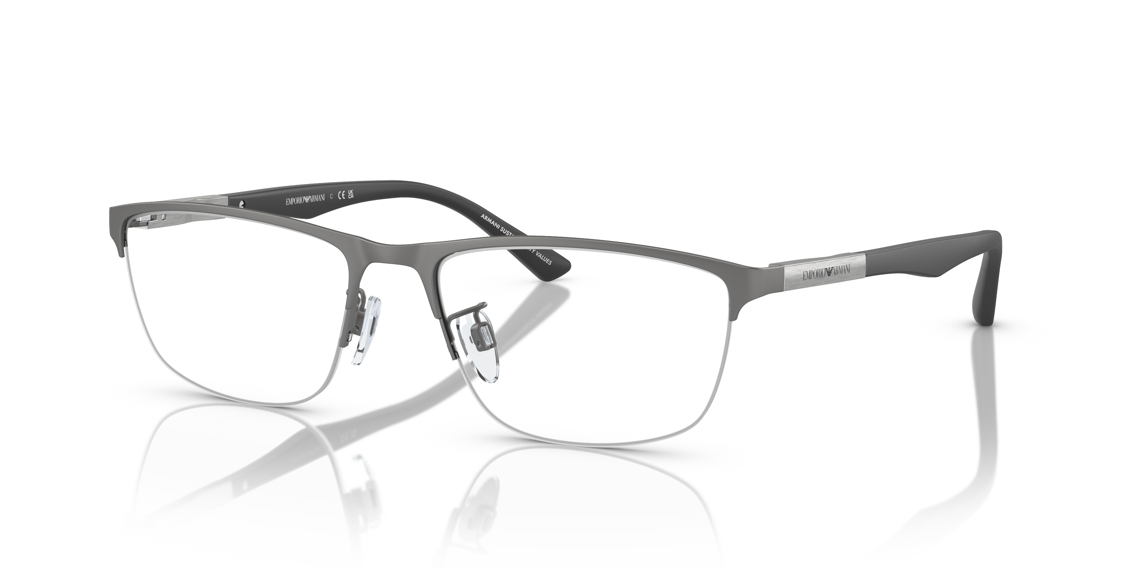 EA1142 Mat Staalgrijs MetaalEyeglass Frames van B24, Hoekweergave