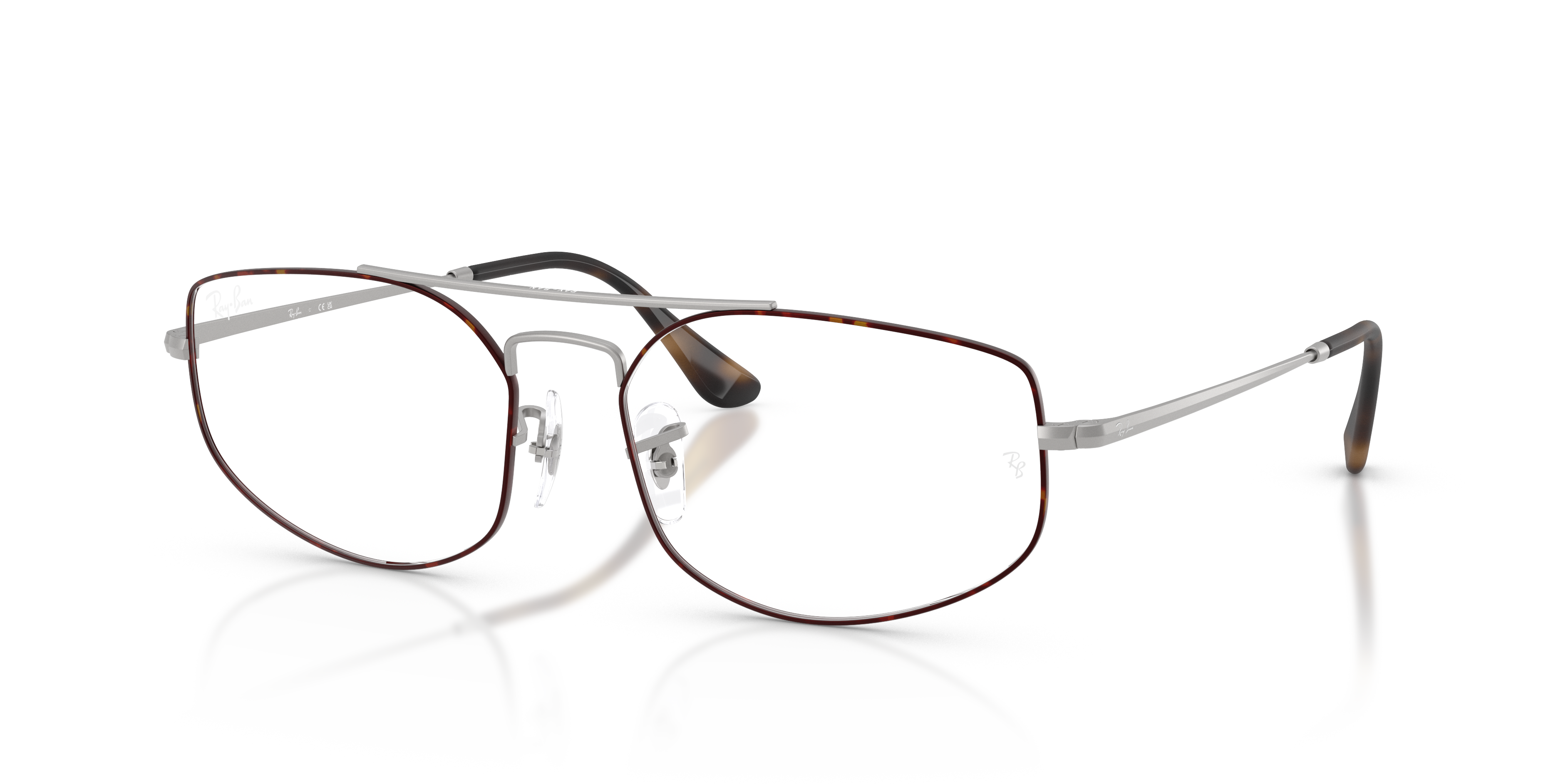 RB6545 Matte Havana On Matte Silver MetallEyeglass Frames von B24, Dreiviertelansicht