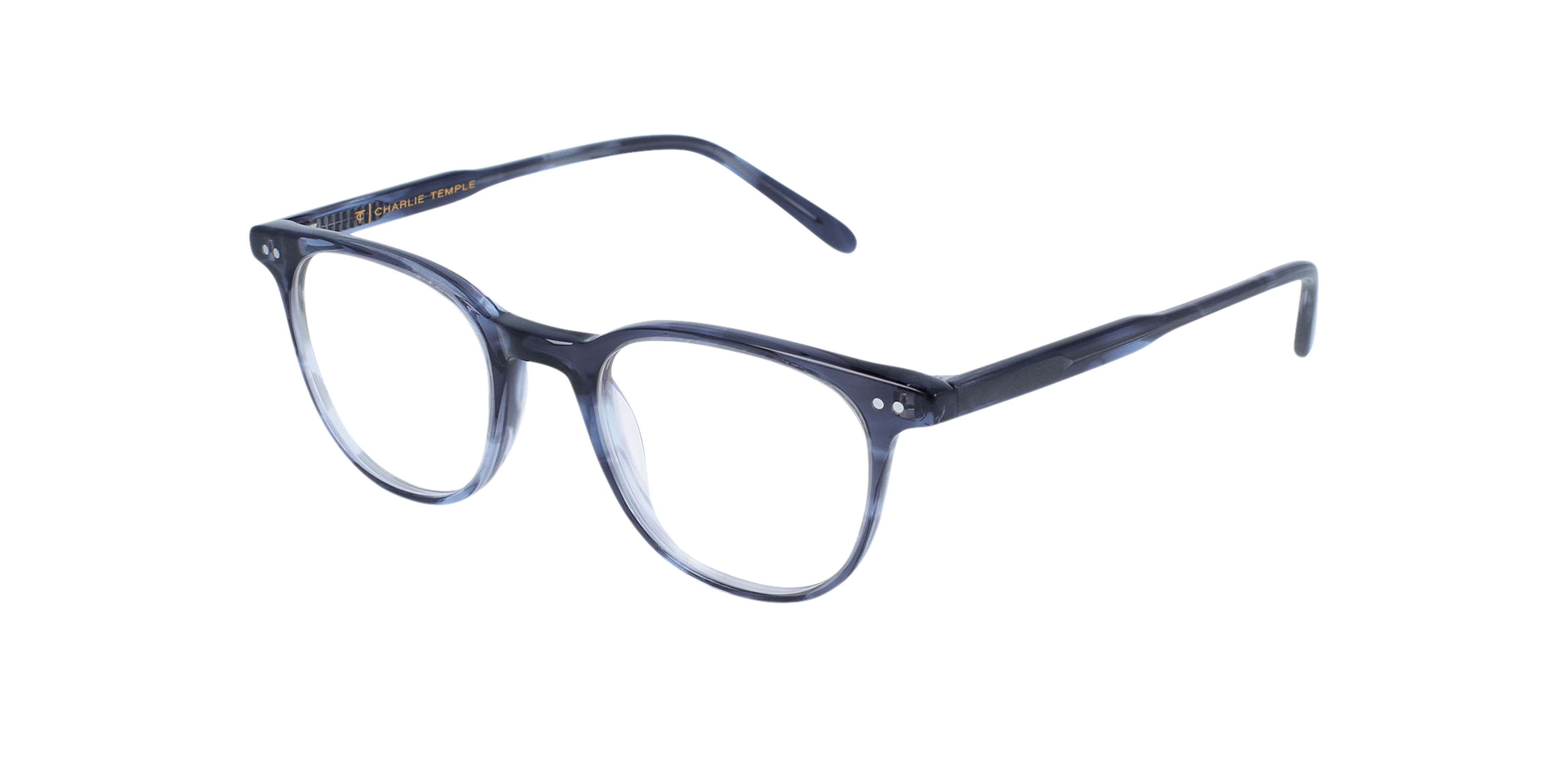 Burton Crystal Smokey Prussian AcetatEyeglass Frames von B24, Dreiviertelansicht