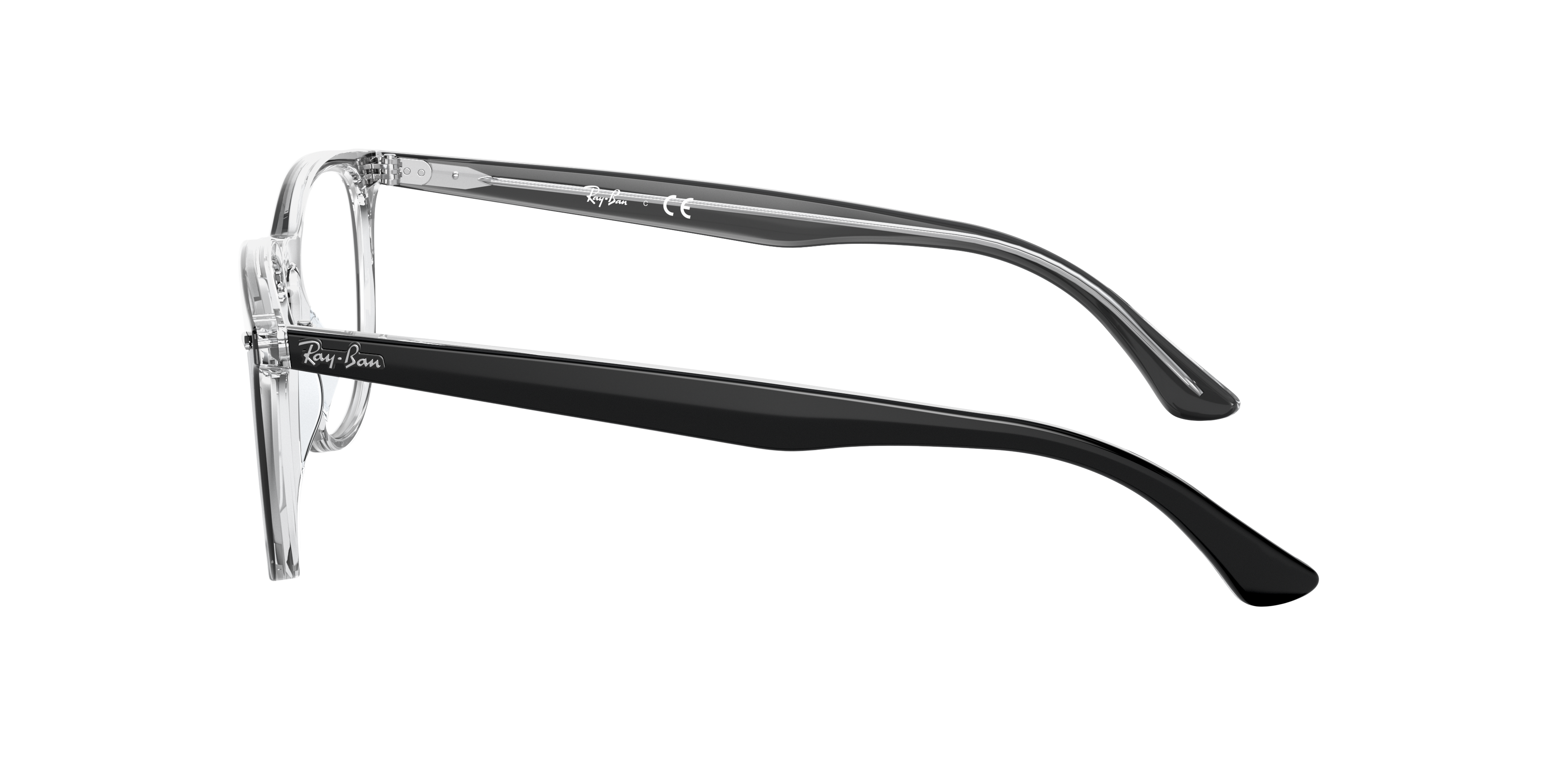 RB7159 Zwart op transparant KunststofEyeglass Frames van B24, Zijaanzicht