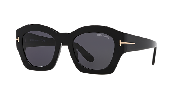 Guilliana Glänzendes Schwarz AcetatSunglass Frames von B24, Dreiviertelansicht