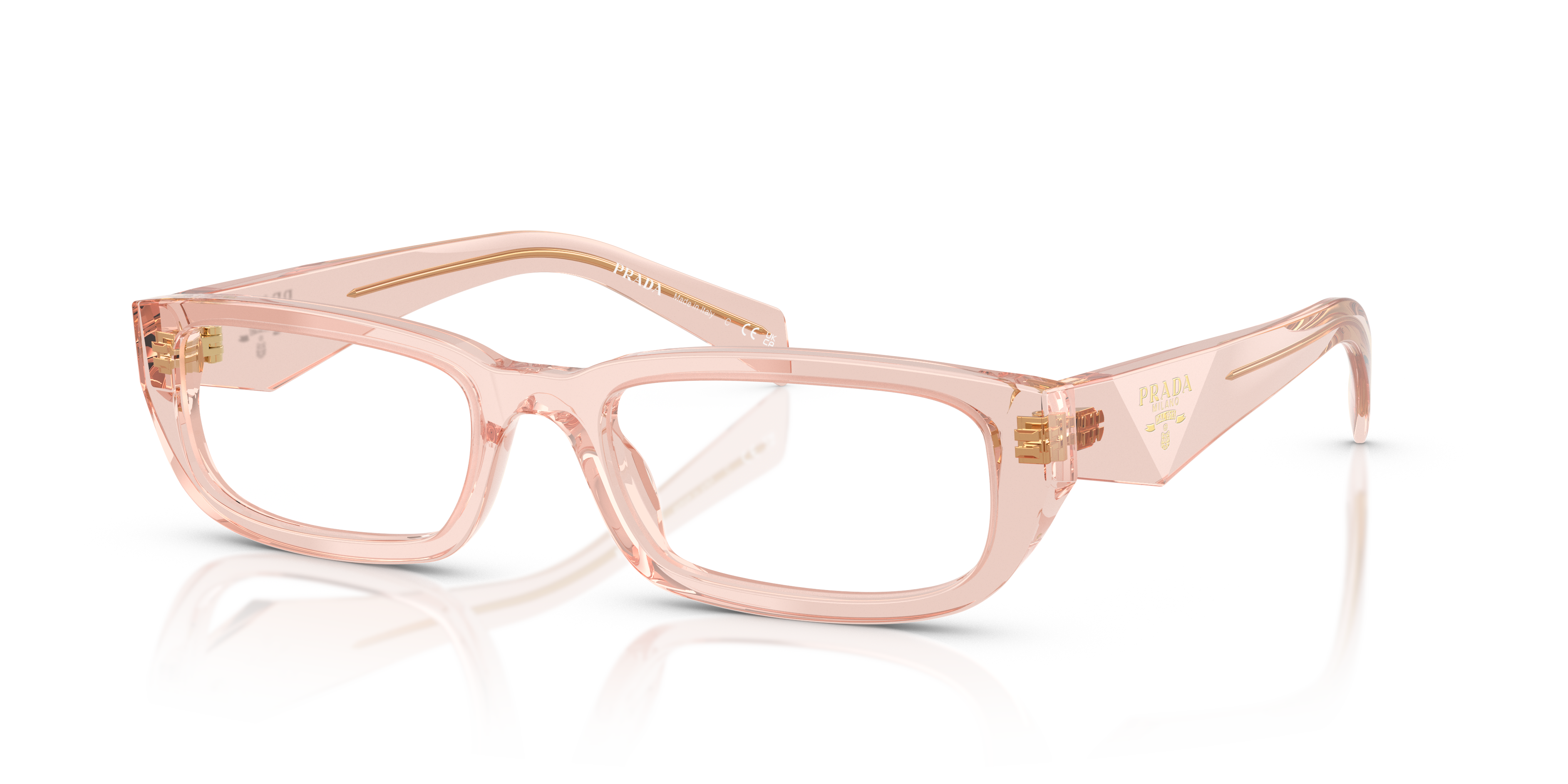 PR B05V Transparent Peach AcetaatEyeglass Frames van B24, Hoekweergave