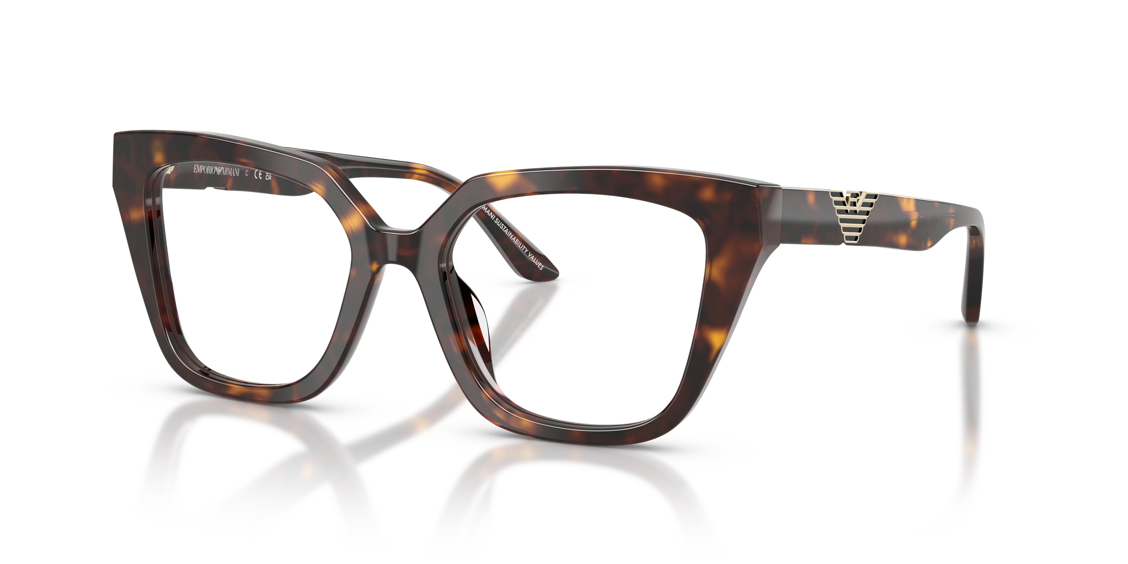 EA3267U Glänzendes Havanna AcetatEyeglass Frames von B24, Dreiviertelansicht