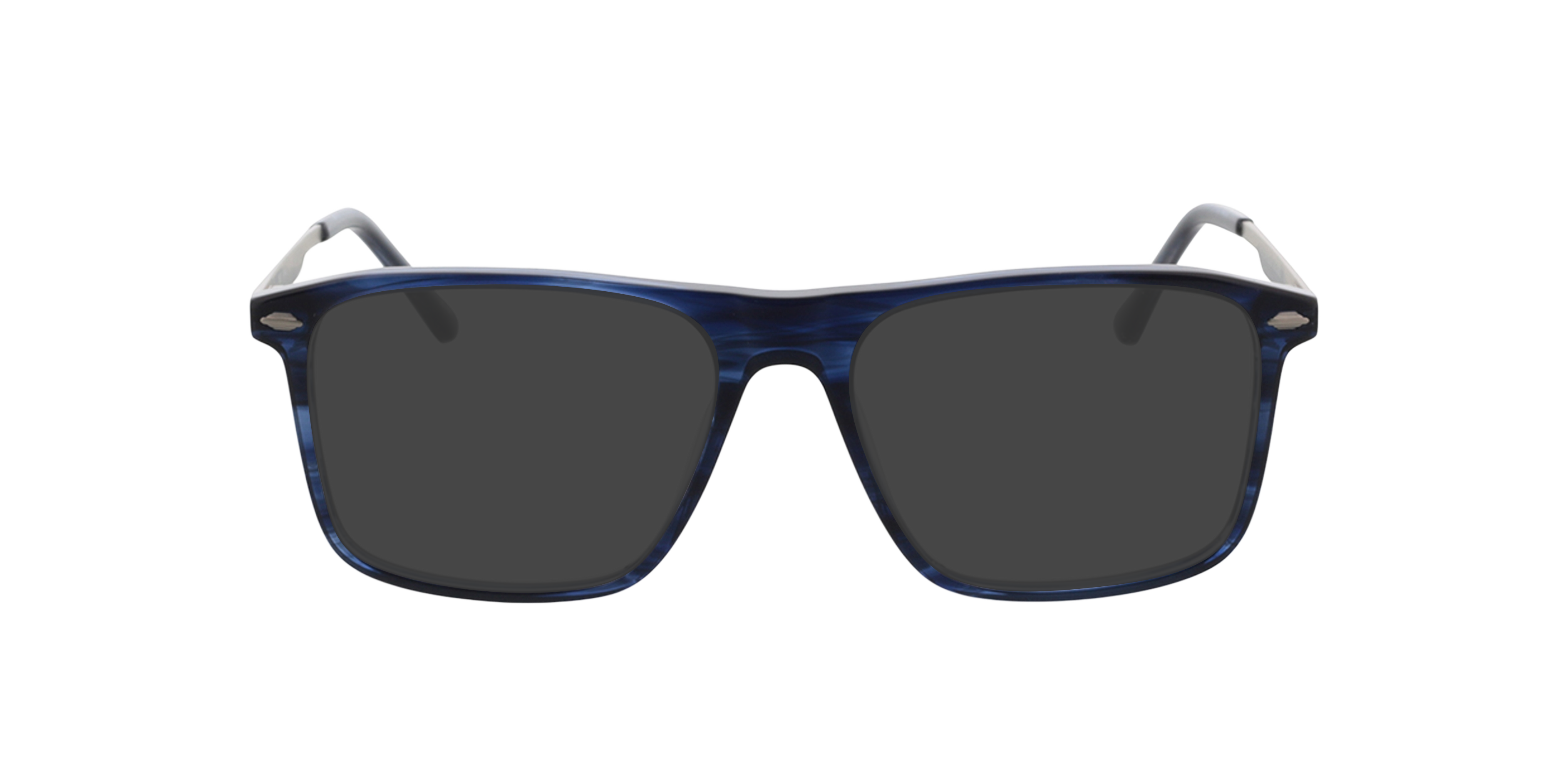 Mike Crystal Blue Horn  &  Silver AcetatEyeglass Frames von B24, mit getönten Gläsern