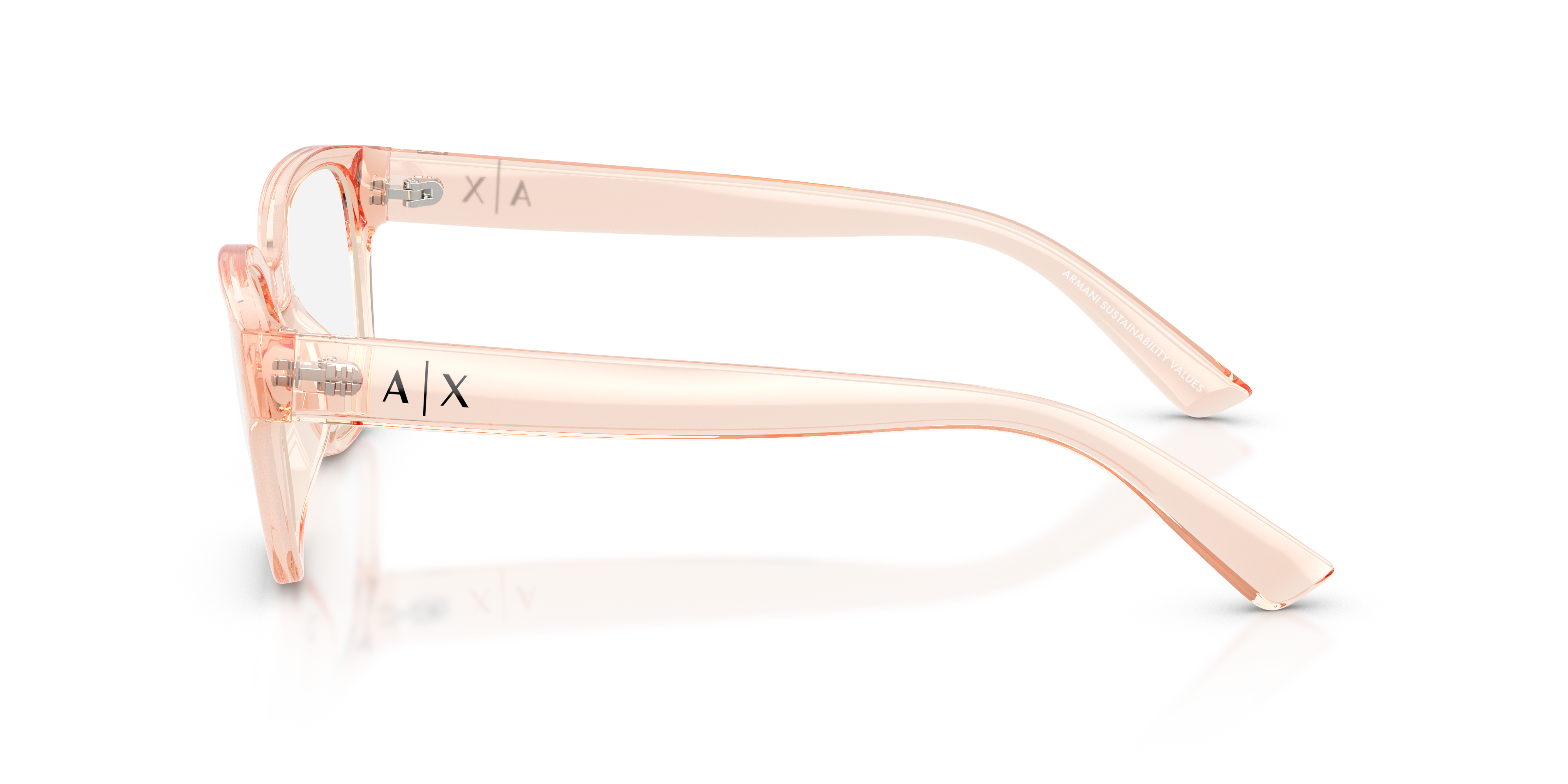 AX3134U Transparent Peach KunststofEyeglass Frames van B24, Zijaanzicht