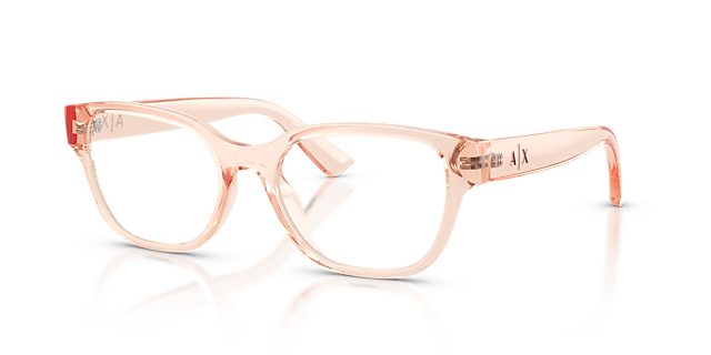 AX3134U Transparent Peach KunststofEyeglass Frames van B24, Hoekweergave