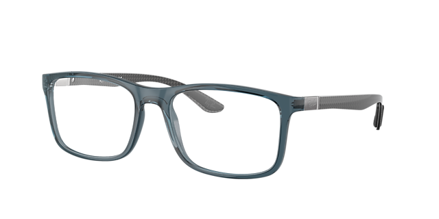 RB8908 Transparant blauw KunststofEyeglass Frames van B24, Hoekweergave