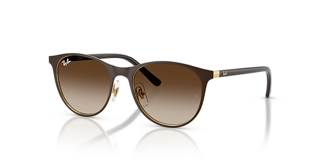 RB9552S Matte Brown On Arista Gold MetallSunglass Frames von B24, Dreiviertelansicht