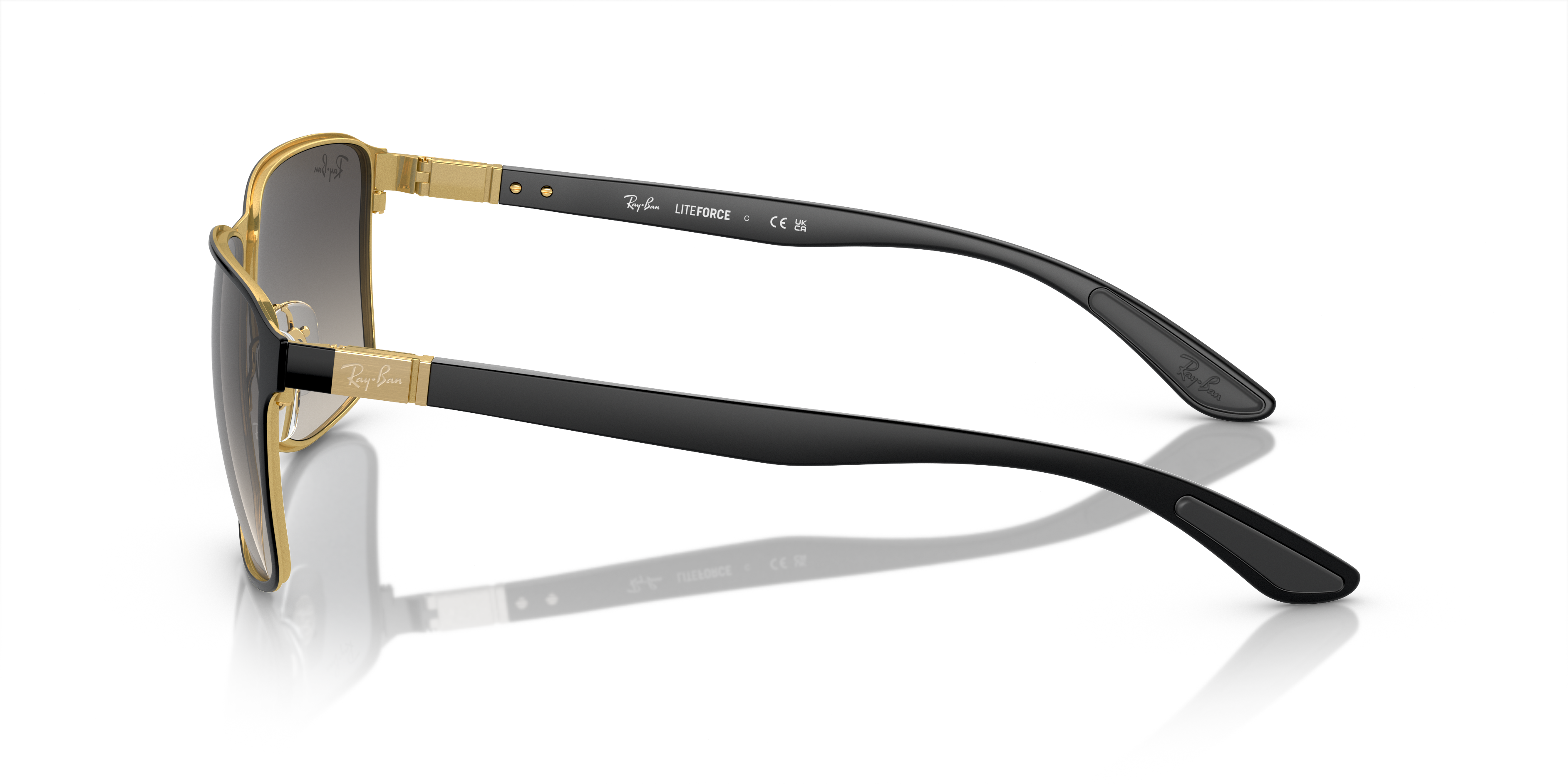 RB3721 Zwart op goud MetaalSunglass Frames van B24, Zijaanzicht