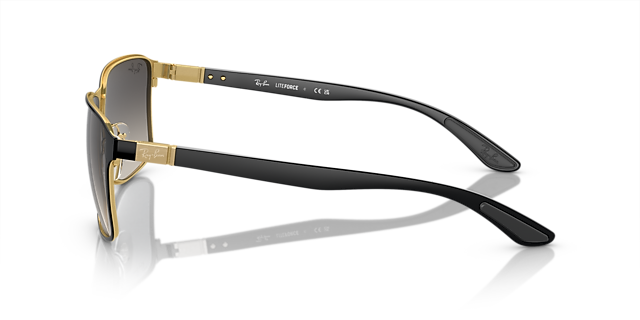 RB3721 Zwart op goud MetaalSunglass Frames van B24, Zijaanzicht