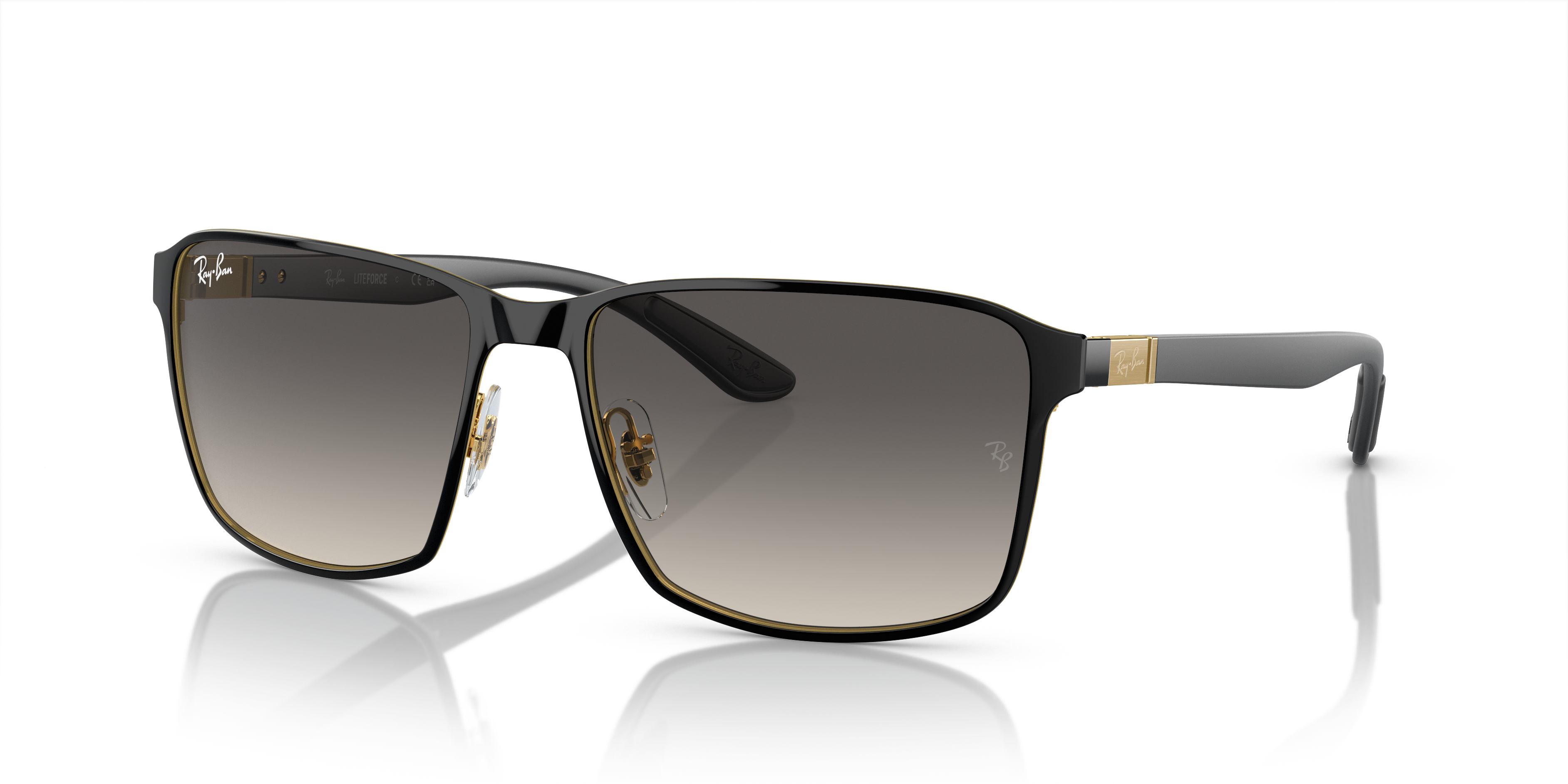 RB3721 Zwart op goud MetaalSunglass Frames van B24, Hoekweergave